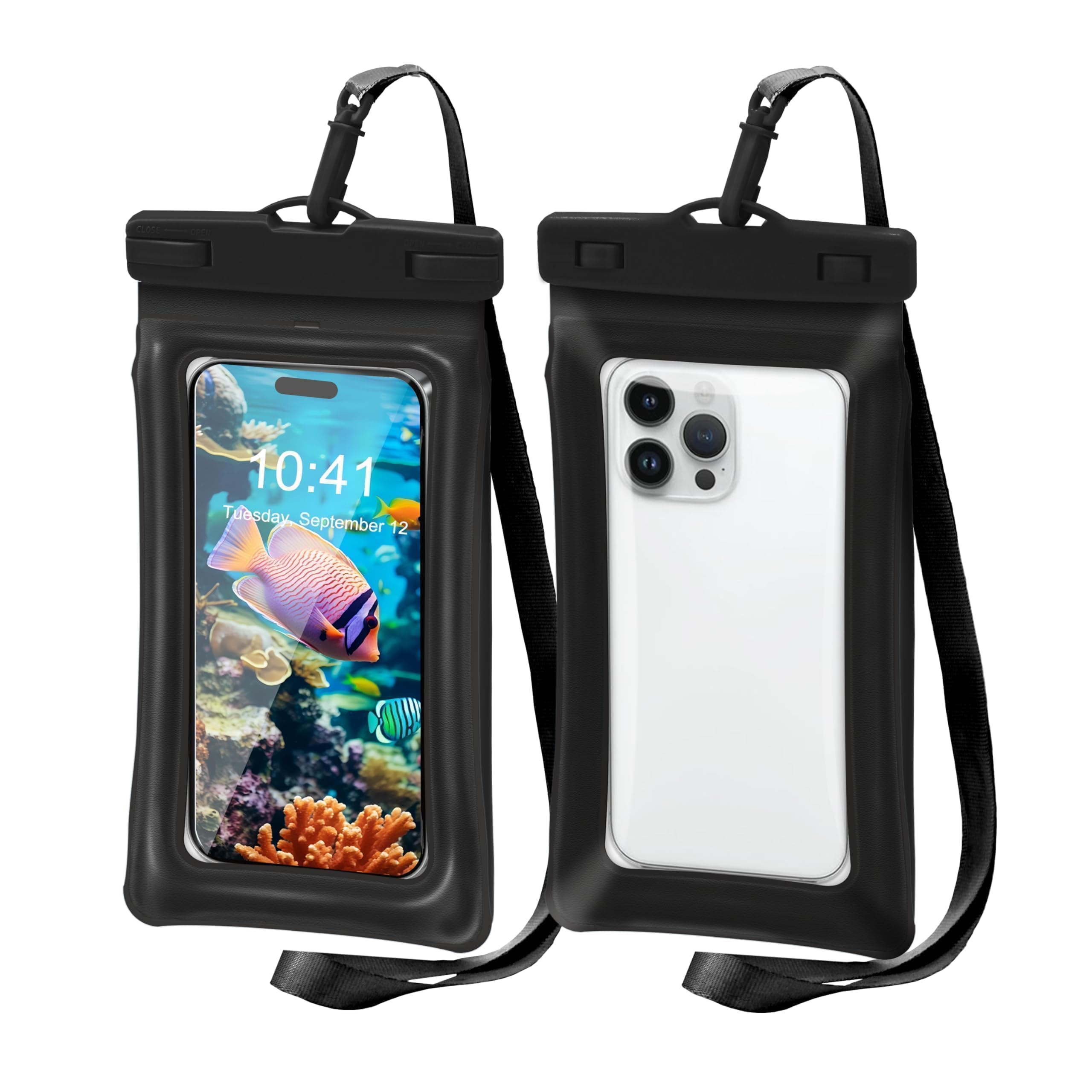 **Waterproof Phone Pouch for iPhone 16 Pro Max/15 Pro - IPX8 Floating Dry Bag - Beach, Pool & Cruise Essentials (1 Pack, Black, 8.3