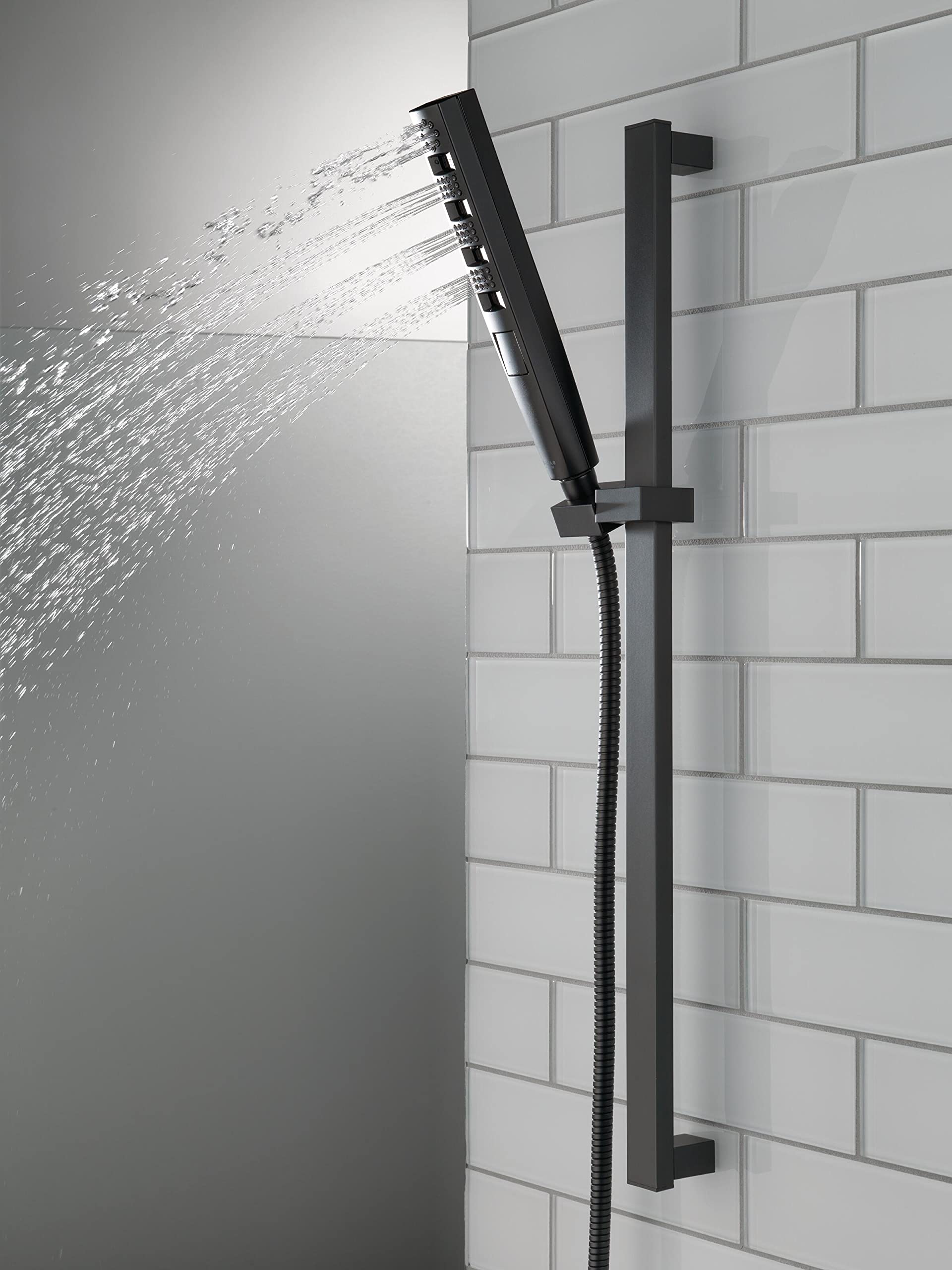 Delta Faucet H2Okinetic Slide Bar Handheld Shower Head with Hose - Matte Black 51140-BL | Adjustable Shower System for Bathroom & Spa Relaxation