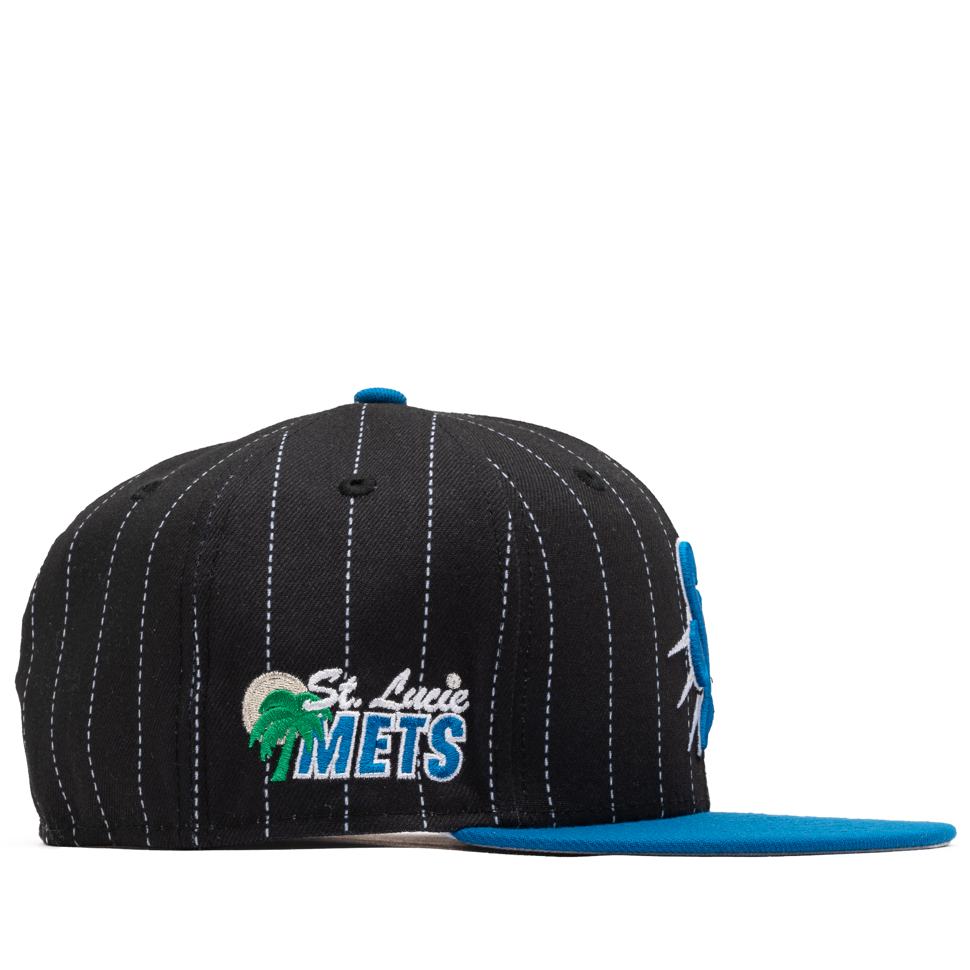 New Era x Politics St. Lucie Mets 59FIFTY Fitted Hat - Black/Blue Baseball Cap for Men - Official MLB Team Merchandise - Perfect for Games, Collecting & Streetwear Fashion