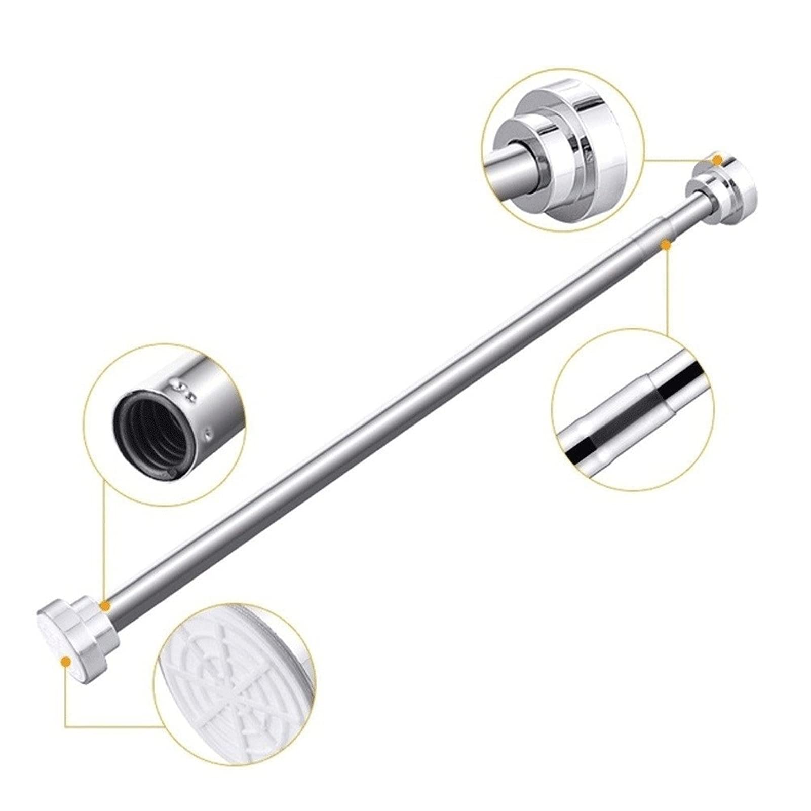 Stainless Steel Telescopic Shower Curtain Rod - Adjustable 70-300cm (110-200cm) for Bathroom, Shower & Closet - Rustproof Durable Shower Rail for Hanging Curtains & Clothes - Perfect for Small Spaces & Renovations