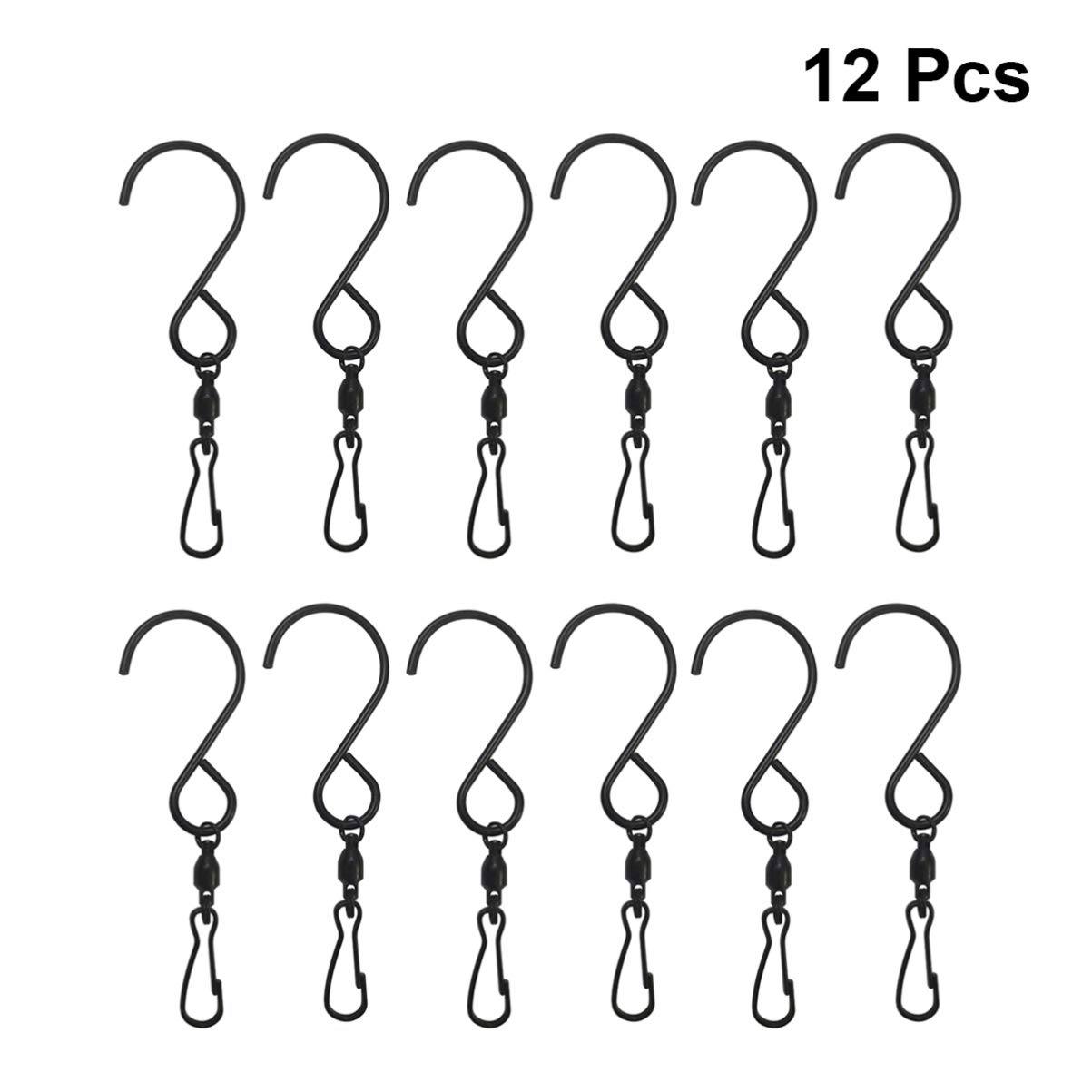 12-Pack Cabilock 360° Rotating Swivel Hooks - Heavy Duty Display Hangers for Flower Baskets, Wind Chimes, Home Decor & Retail Store Displays - Rustproof Metal Hooks for Indoor/Outdoor Use