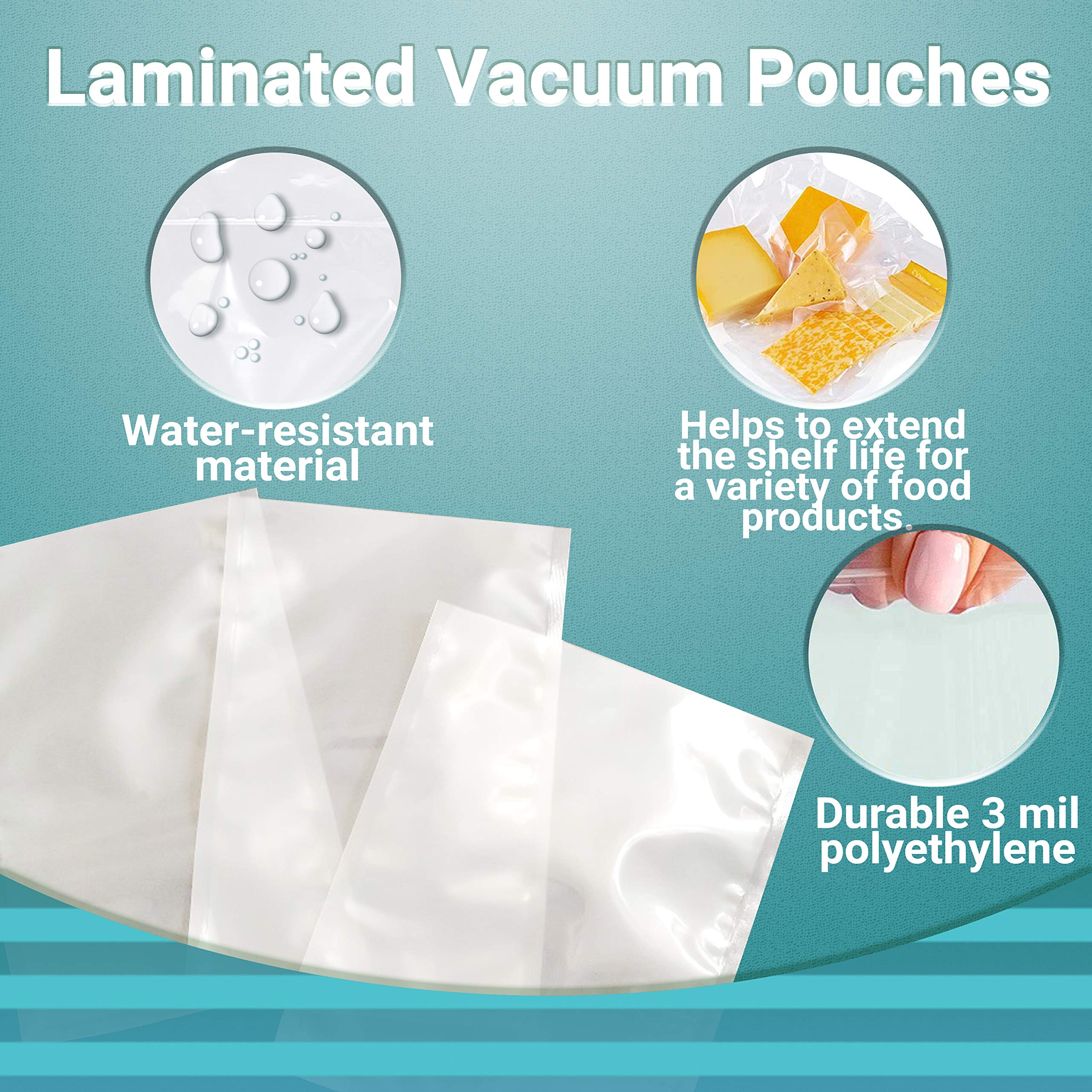 500 Pack Jumbo 10x22 Inch Clear Vacuum Food Storage Bags - 3 Mil Thick Co-Extruded Polyethylene Pouches for Food Preservation, Sous Vide, Meal Prep & Industrial Packaging | Airtight Sealing for Freezer, Refrigerator & Long-Term Food Storage