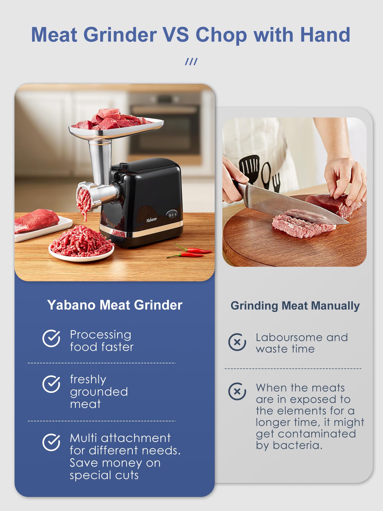 Heavy Duty Electric Meat Grinder with Sausage Stuffer & Kubbe Kit - 3 Stainless Steel Grinder Plates for Home Kitchen, Butcher Shop & Camping (Black) | Perfect for Ground Beef, Sausages & Homemade Pet Food
