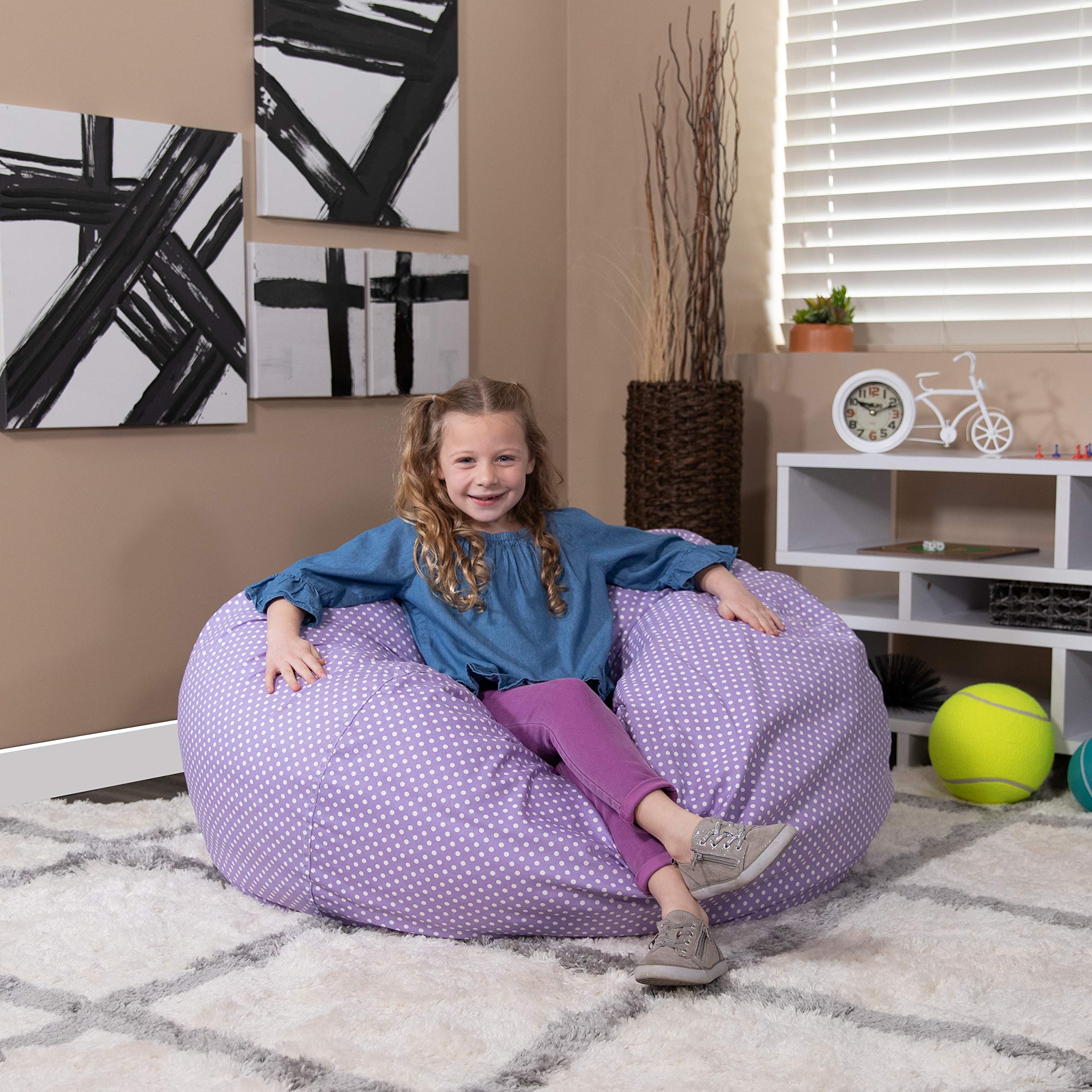 **Lavender Dot Oversized Bean Bag Chair for Kids & Adults - Ultra Soft & Comfortable for Living Room, Bedroom, or Playroom**