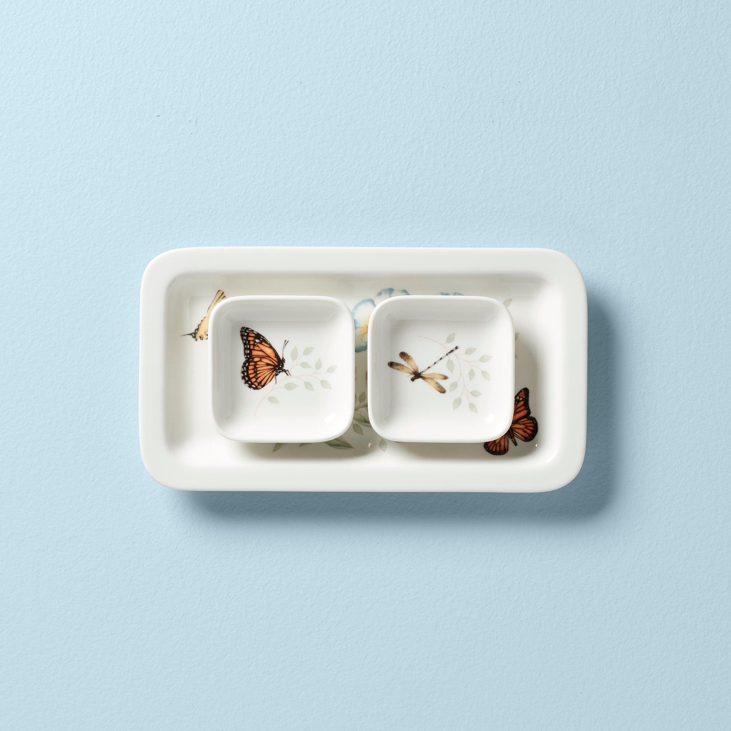 Butterfly Meadow Sushi Plate & Bowls Set - Japanese Style Ceramic Dinnerware for Sushi, Sashimi & Asian Cuisine - Perfect for Home Dining, Parties & Restaurant Use