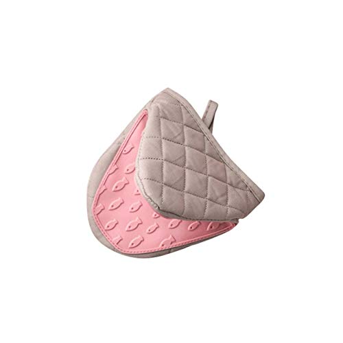 Heat-Resistant Silicone Oven Gloves - 2PC Anti-Scalding Kitchen Mitts with Pot Holder for Baking, Cooking & Grilling - Non-Slip Grip for Hot Trays, Dishes & Bowls (Pink) - Perfect for BBQ, Roasting & Food Handling