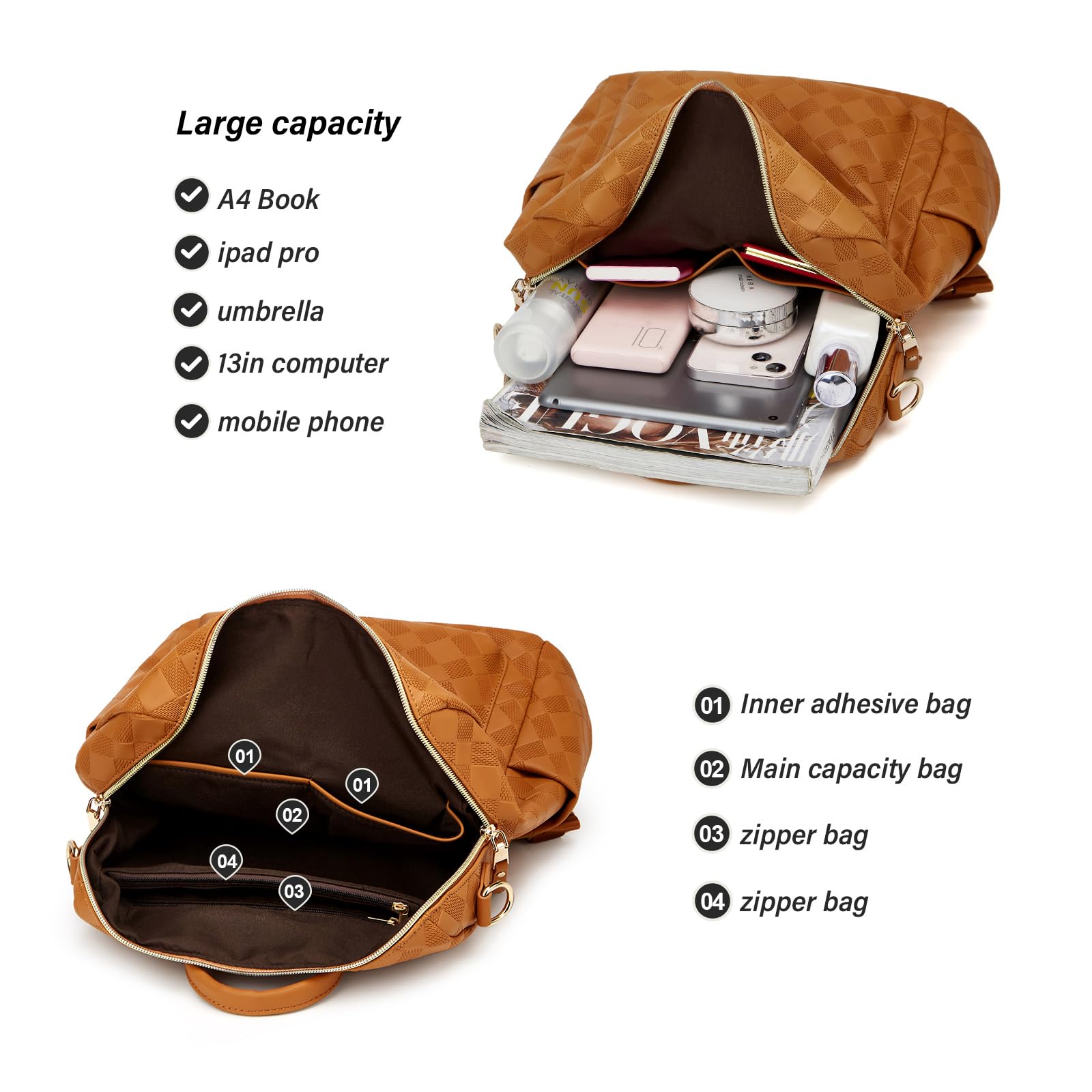 Stylish Women's PU Leather Convertible Backpack Purse - 2-in-1 Travel Satchel & Handbag Set for Daily Use, Work & Weekend Getaways