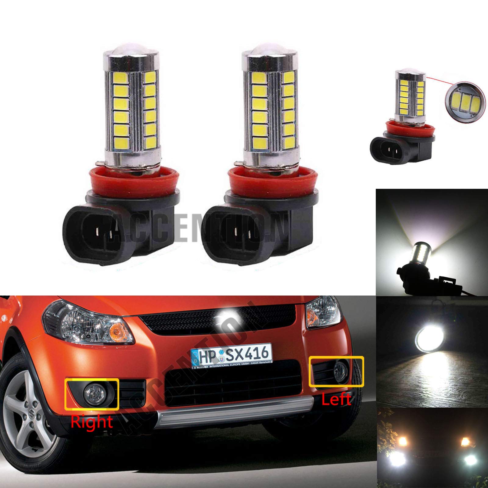 2Pcs LED Fog Light Bulbs for Suzuki Grand Vitara Alto Swift Ignis Jimny Splash (1998-2012) - Super Bright White Front Lights for Enhanced Night Driving Safety