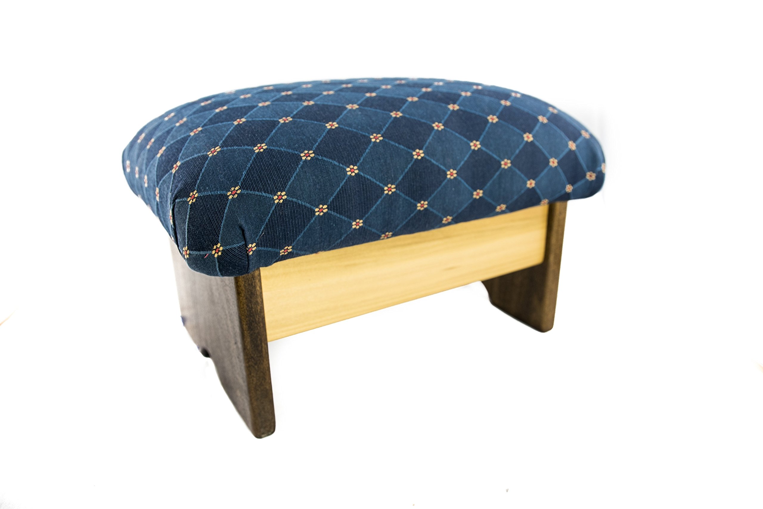 Luxury Padded Foot Stool 9 Inch - Premium Fabric, Made in USA - Rhapsody in Blue Chic Stain - Perfect for Living Room, Bedroom & Office Comfort