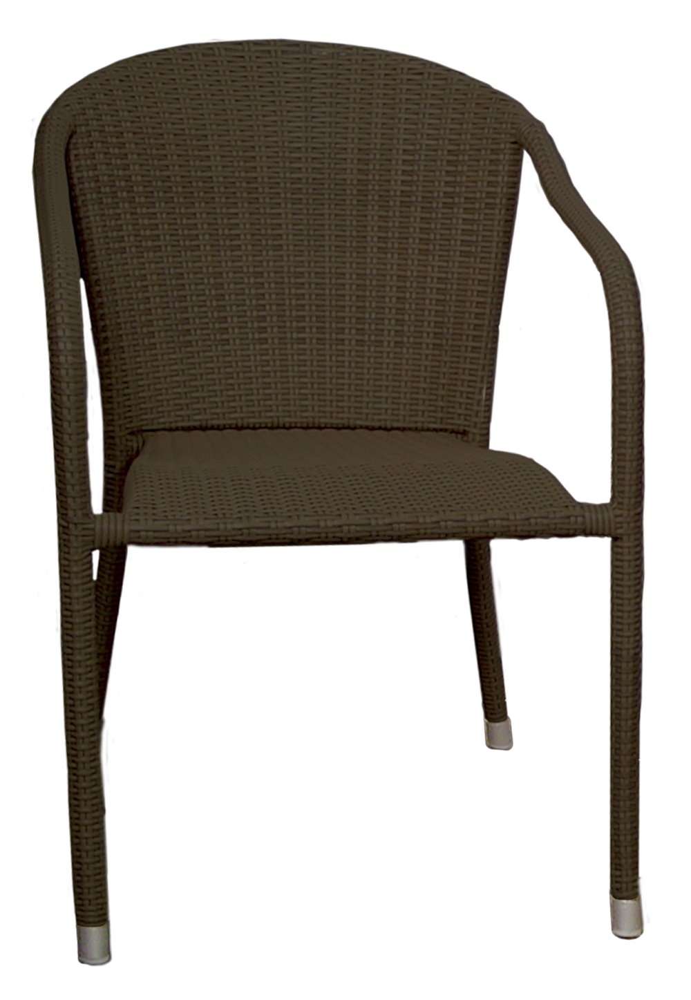 All-Weather Wicker Stacking Arm Chairs Set of 2 - Java Brown Patio Furniture for Outdoor, Garden, Poolside & Deck Use - Weather-Resistant & Space-Saving Terrace Mates Chairs