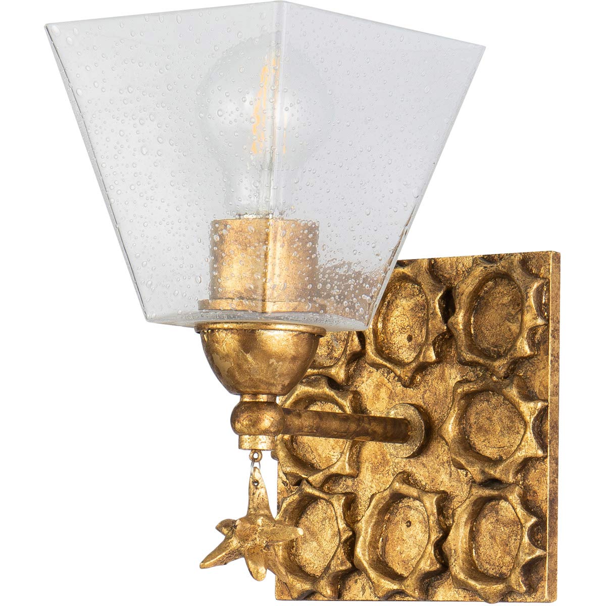 Lucas & McKearn BB1002G-1 Gold Leaf Star Bathroom Vanity Light - Modern Bathroom Lighting Fixture for Home Decor, Perfect for Bathroom, Powder Room or Dressing Area
