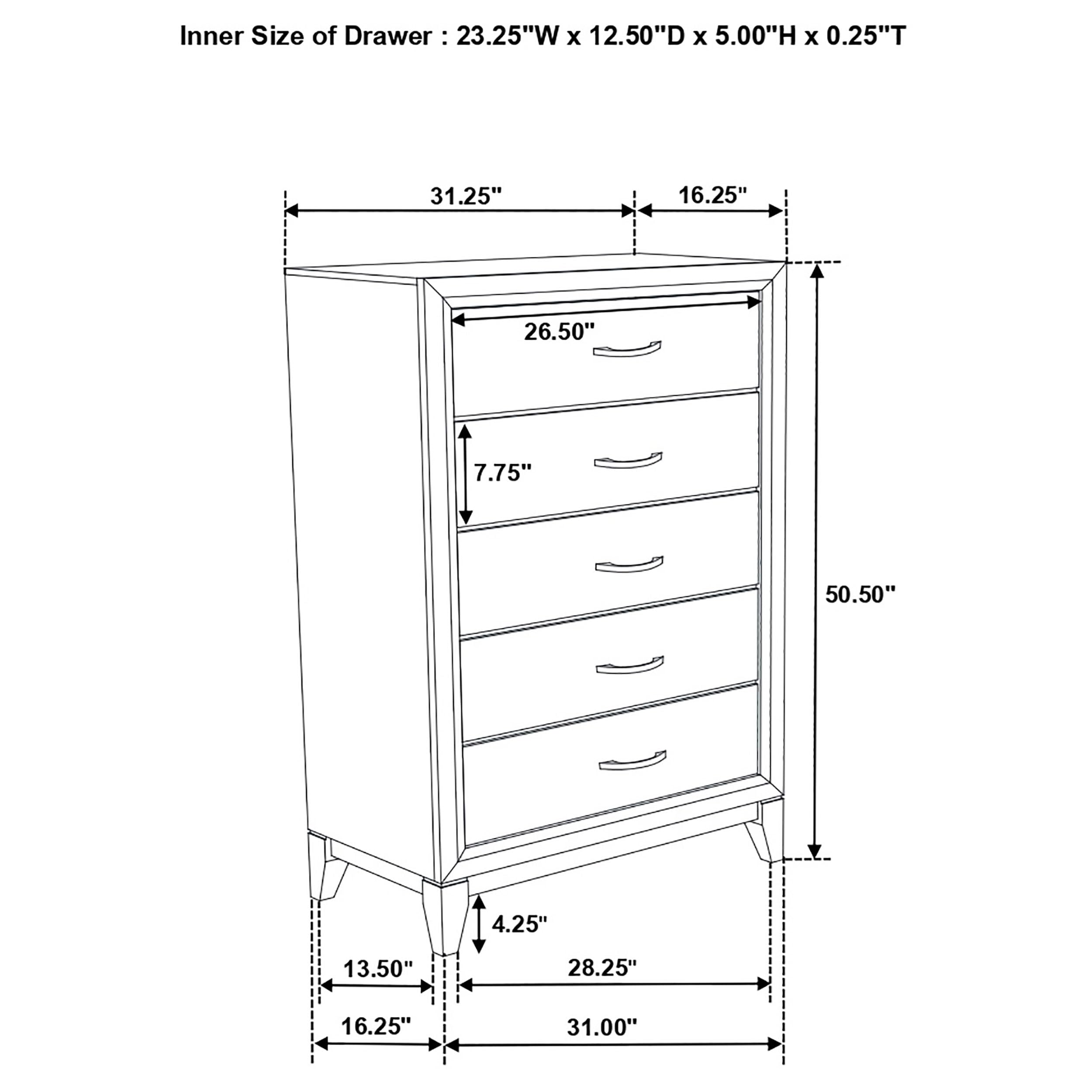Coaster Home Furnishings Watson 5-Drawer Tall Dresser - Transitional Wood Bedroom Chest, Grey Oak Clothing Storage Cabinet & Organizer | Perfect for Master Bedroom, Guest Room, or Dormitory Organization