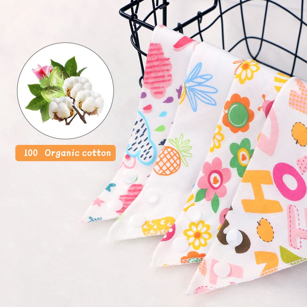 Vicloon 10 Pack Baby Bandana Dribble Bibs - Super Soft & Absorbent Drool Bibs for Teething Infants - Adjustable Snap Closures - Unisex Newborn & Toddler Bib Set - Perfect for Feeding, Playtime & Daily Outfits