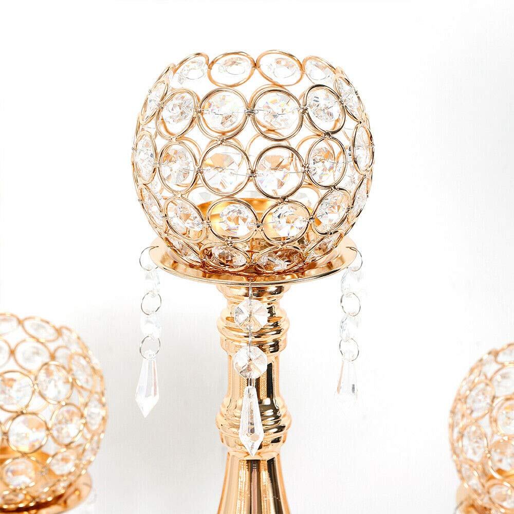 5-Arm Crystal Candle Holders Gold - 29.1