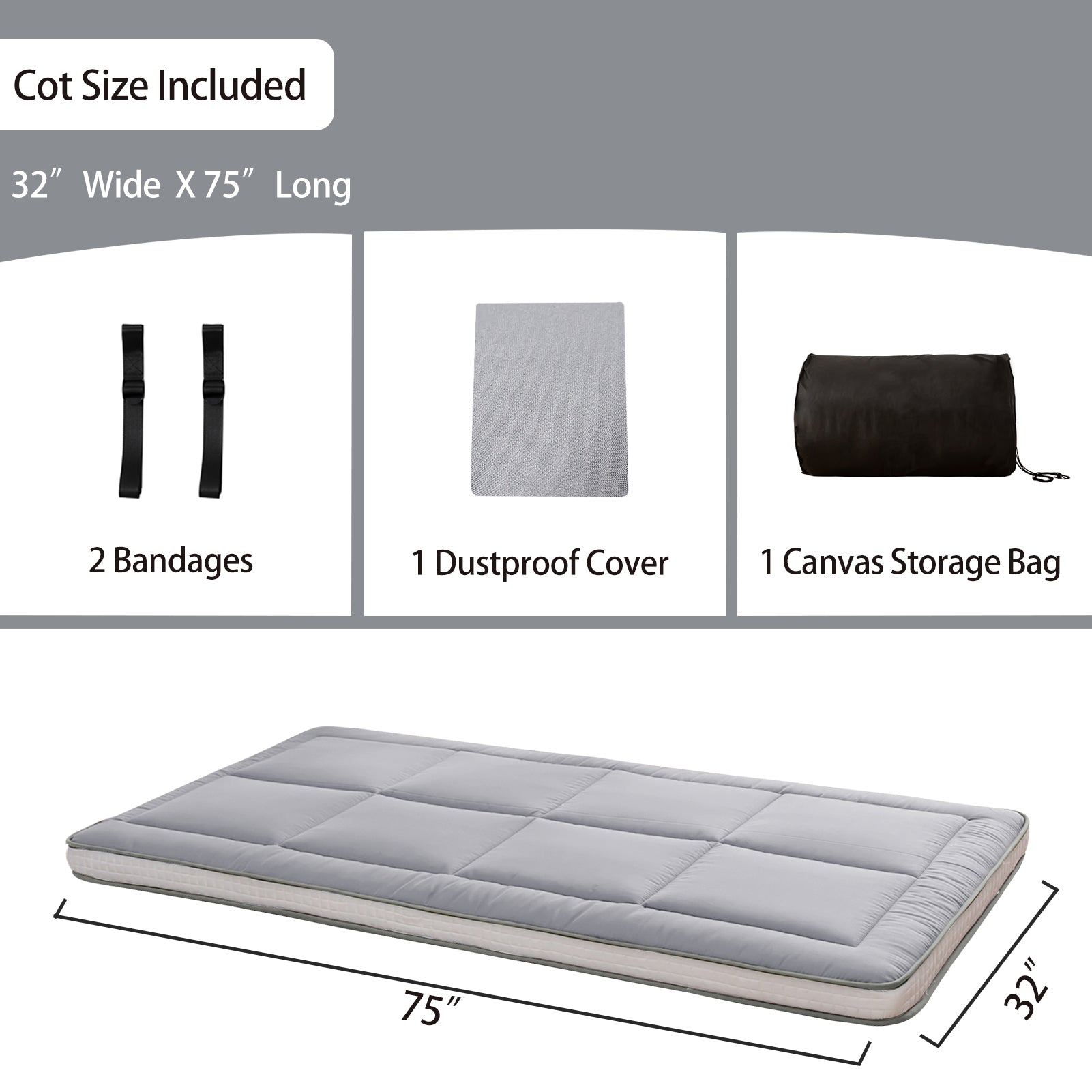 MAXYOYO 32 x 75 Inch Cot Size Futon Mattress - Foldable Floor Mattress, Tatami Mat for Guest Bed, Camping & Home Decor | Comfortable & Space-Saving Sleeping Solution