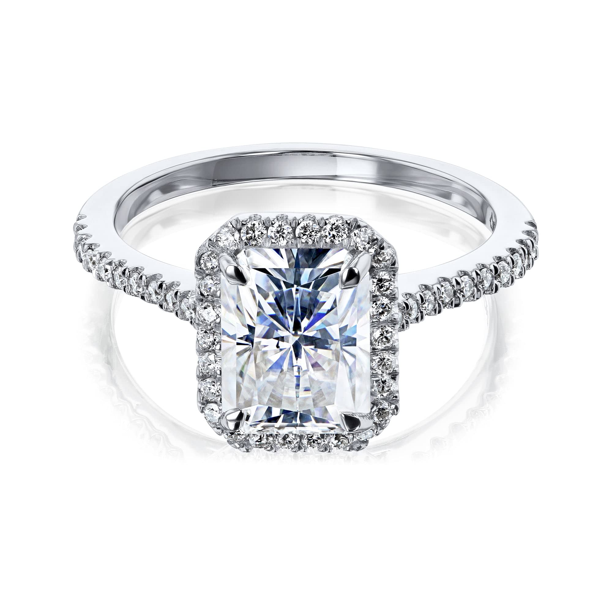 2 Carat (2ctw) Radiant Cut Moissanite Halo Diamond Engagement Ring - GH/VS Quality - Perfect for Proposals, Weddings & Anniversary Gifts