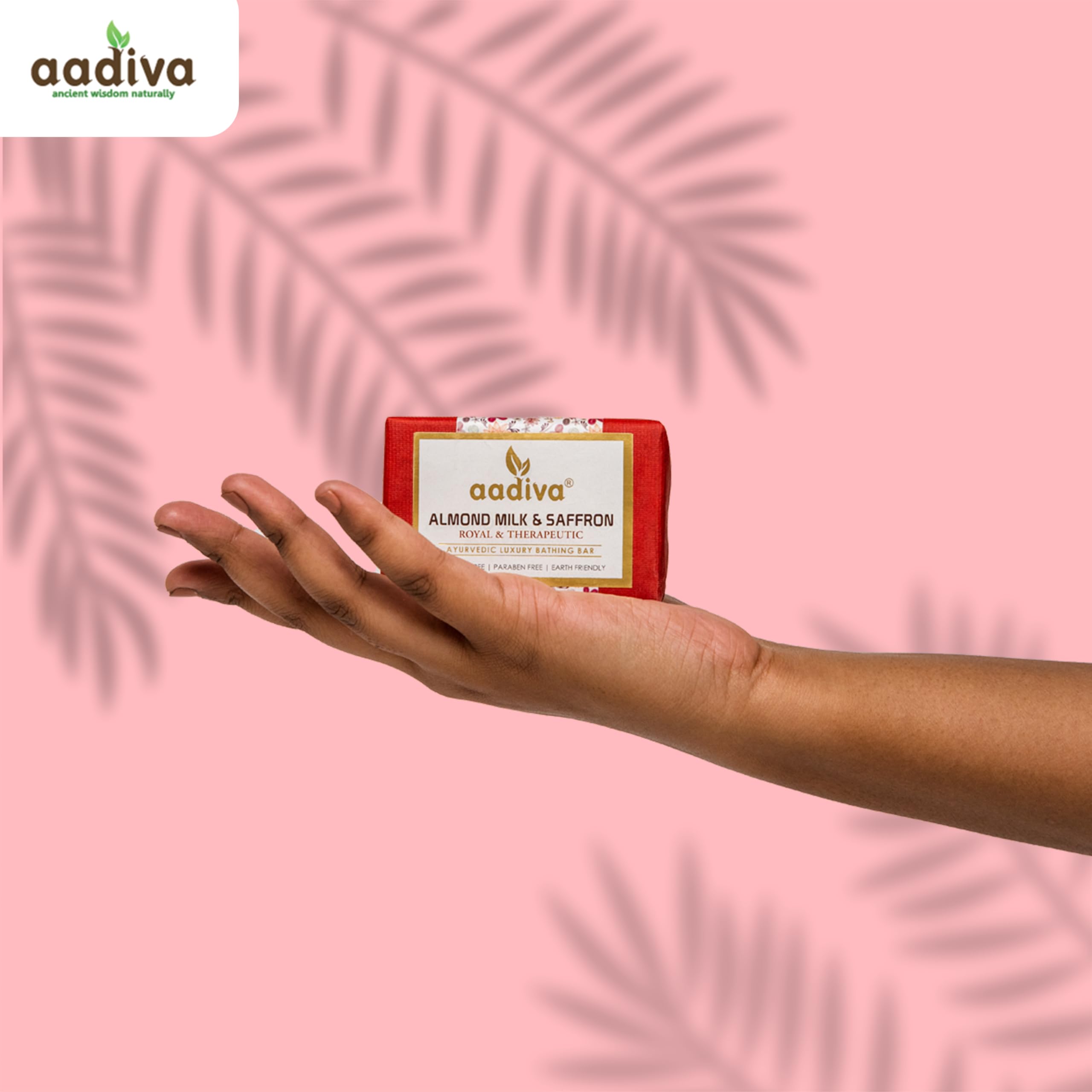 **Aadiva Almond Milk & Saffron Ayurvedic Handmade Soap Bar – 100g, Sulfate-Free, Paraben-Free – Natural Skincare for Dry & Sensitive Skin – Perfect for Daily Bathing & Relaxation**
