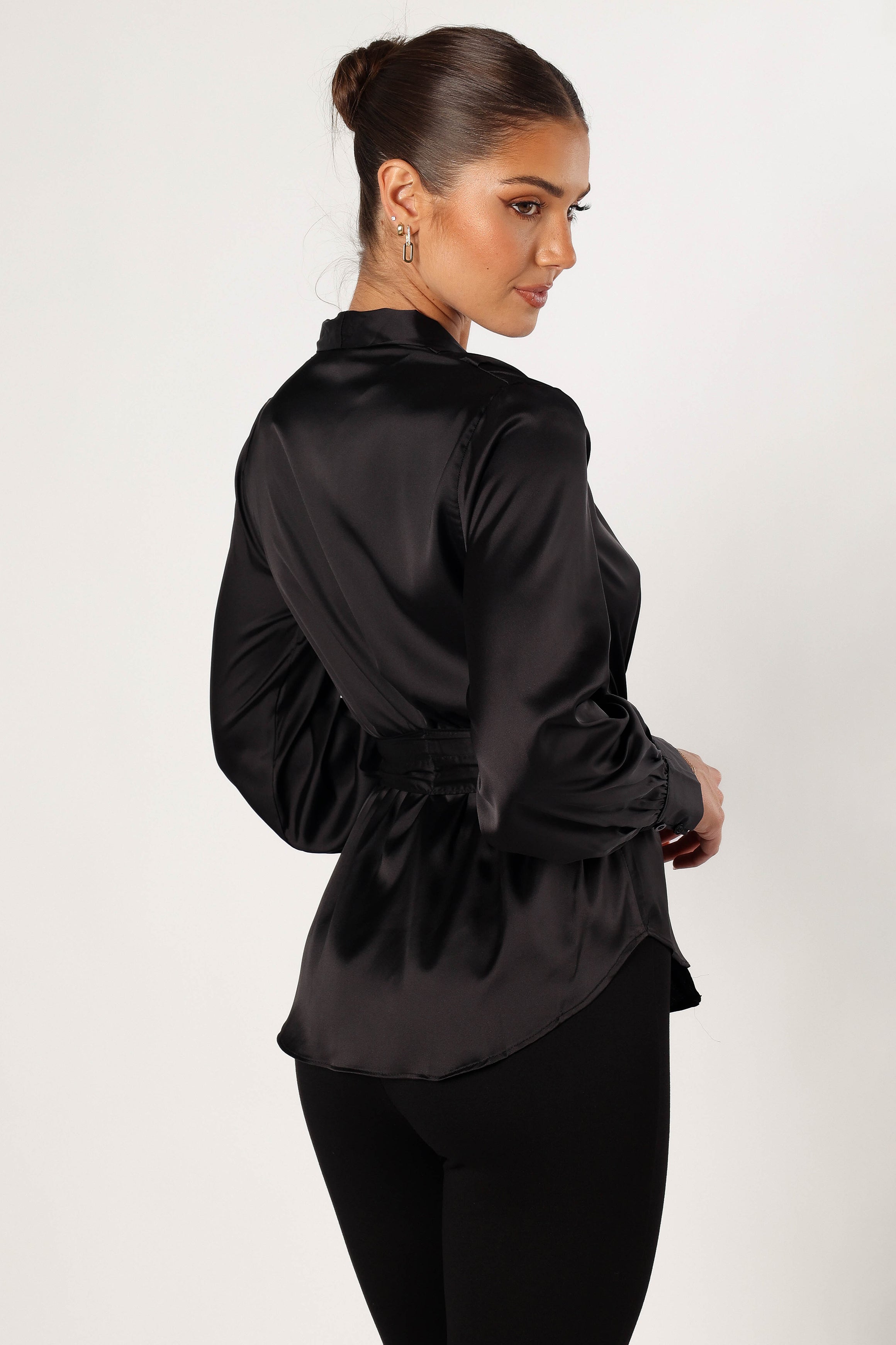 Aydin Wrap Top for Women - Stylish Black Wrap Blouse for Casual & Office Wear | Perfect for Layering & Everyday Outfits
