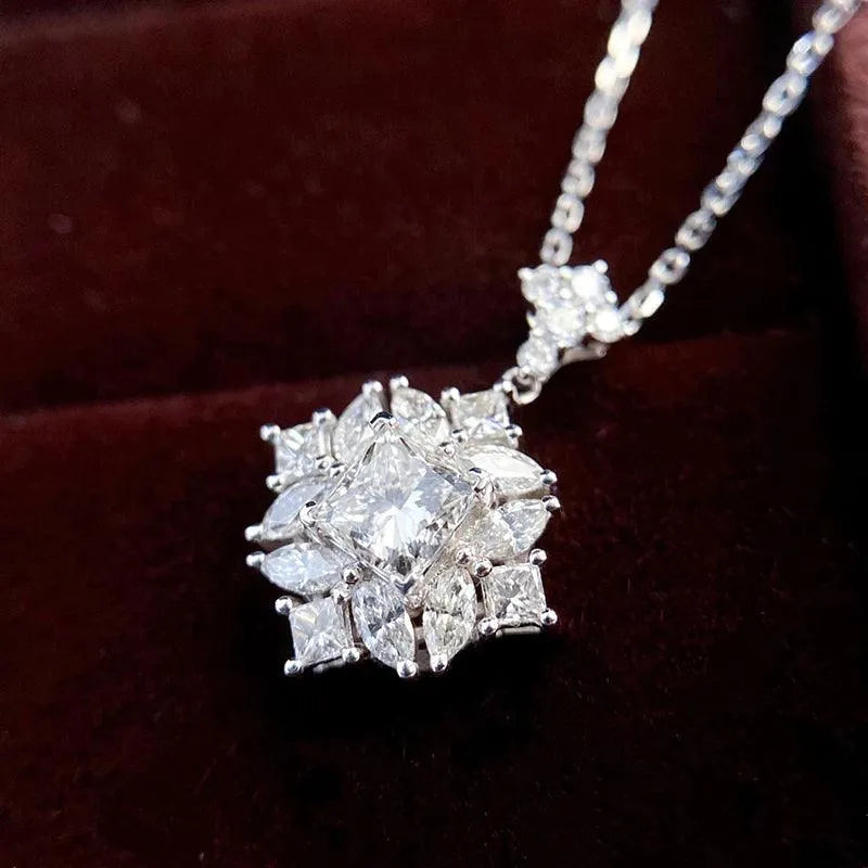 18K White Gold Diamond Pendant Necklace for Women - Luxury Shiny Wedding Jewelry with Real Natural Diamonds | Perfect for Bridal, Anniversary & Special Occasion Gifts