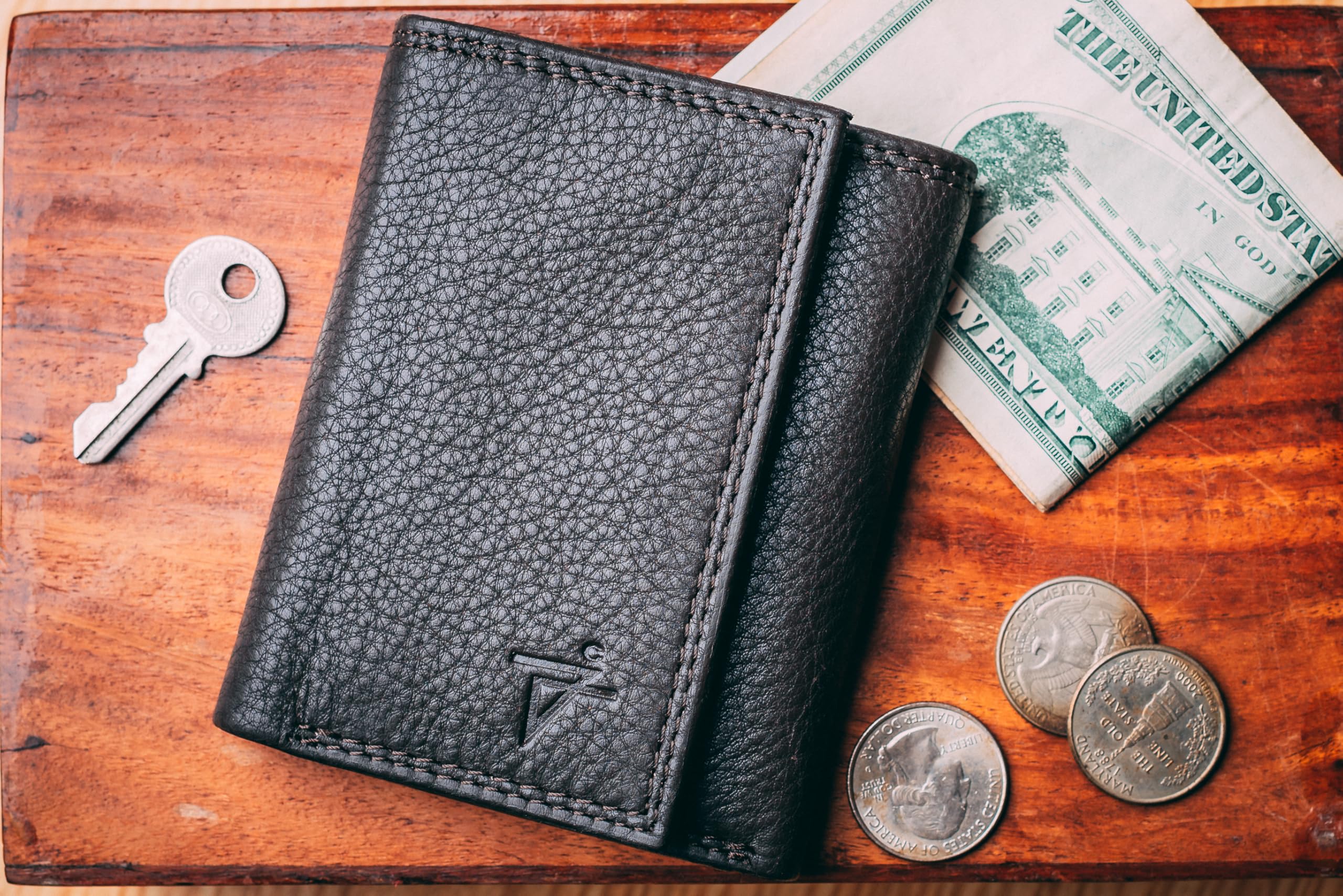 Men's RFID Blocking Trifold Leather Wallet with Key Holder & Velcro Closure - Premium Genuine Leather Card Case (Brown, Made in India) - Perfect for Everyday Use, Travel & Gift Giving