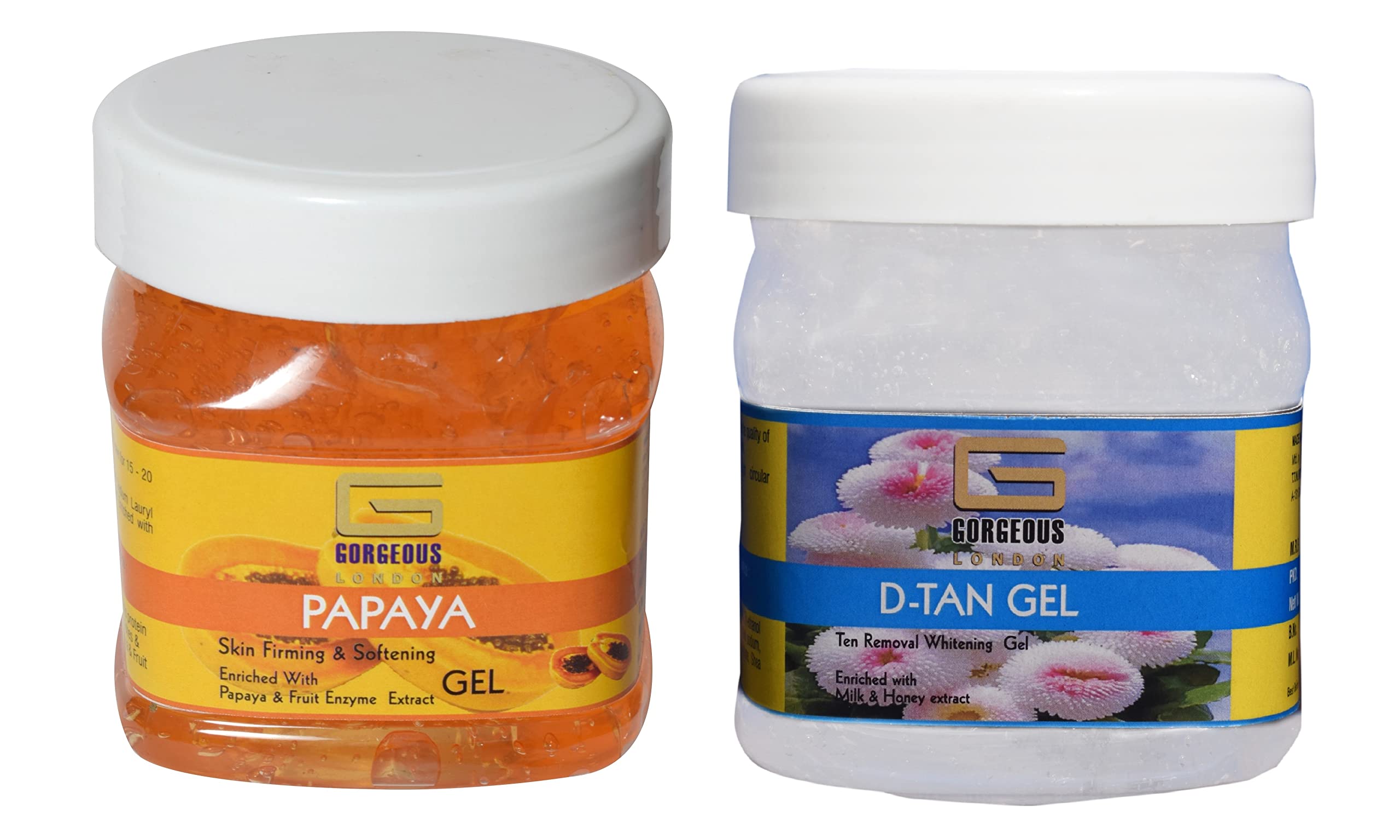 London Papaya Gel & D-Tan Gel Combo Pack (2 x 450ml) - Skin Brightening & Tan Removal for Radiant Glow | Perfect for Summer Skin Care & Post-Sun Treatment