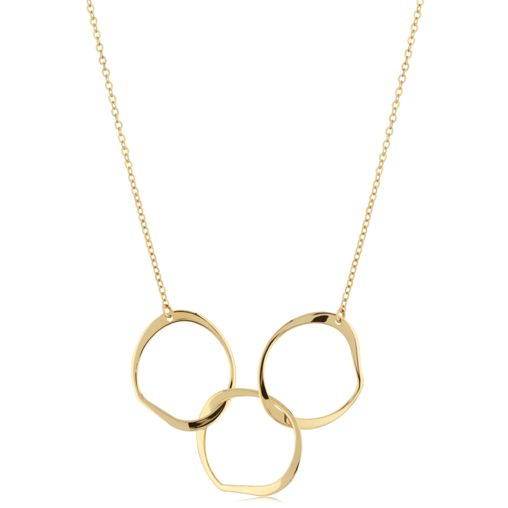 14K Gold Triple Circles Pendant Necklace for Women - Elegant Layering Minimalist Jewelry - Perfect for Everyday Wear, Gift Giving & Special Occasions