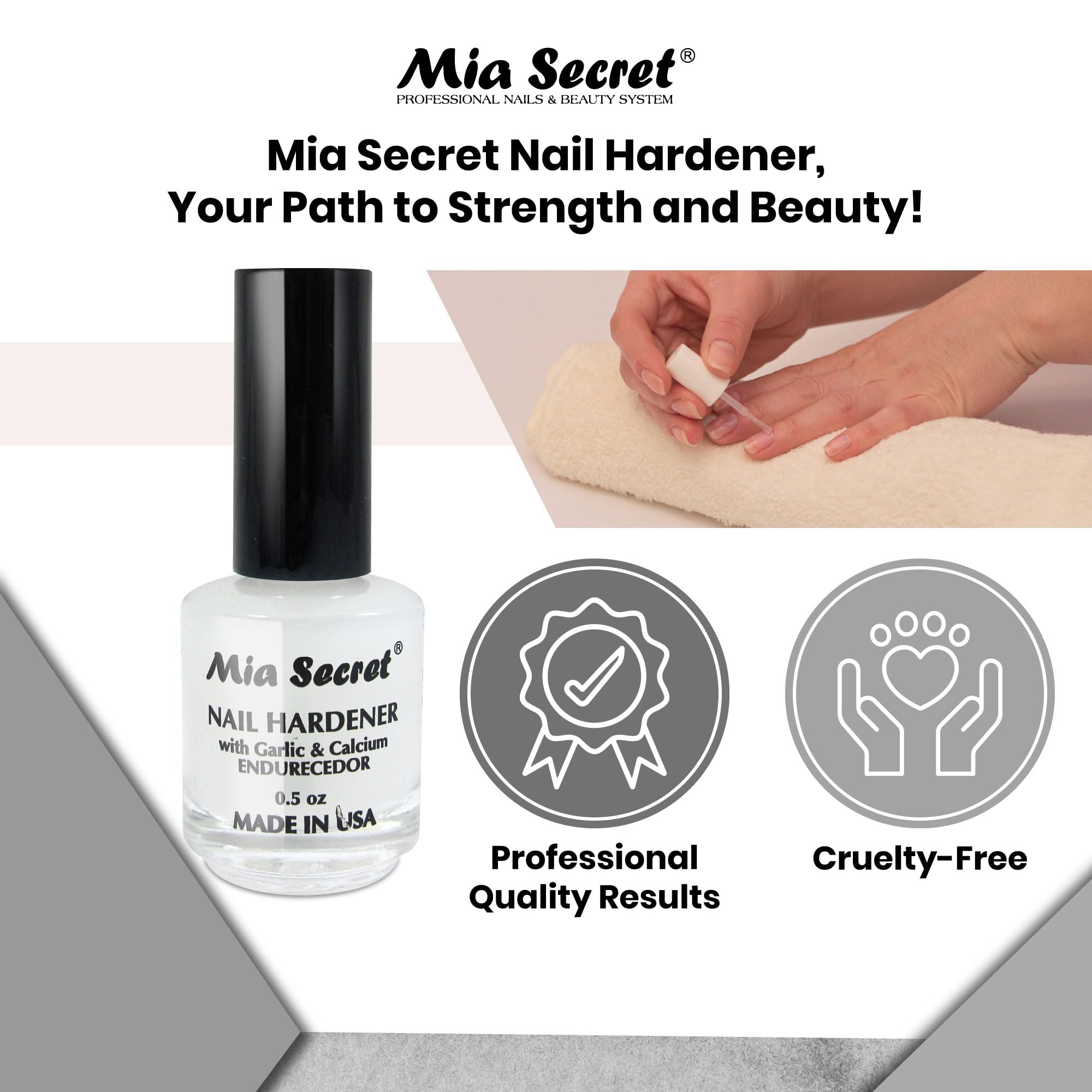 Mia Secret Professional Nail Growth Treatment with Garlic Extract (0.5oz) - Strengthen & Repair Brittle Nails for Healthy Growth - Perfect for Salon Use & At-Home Manicures