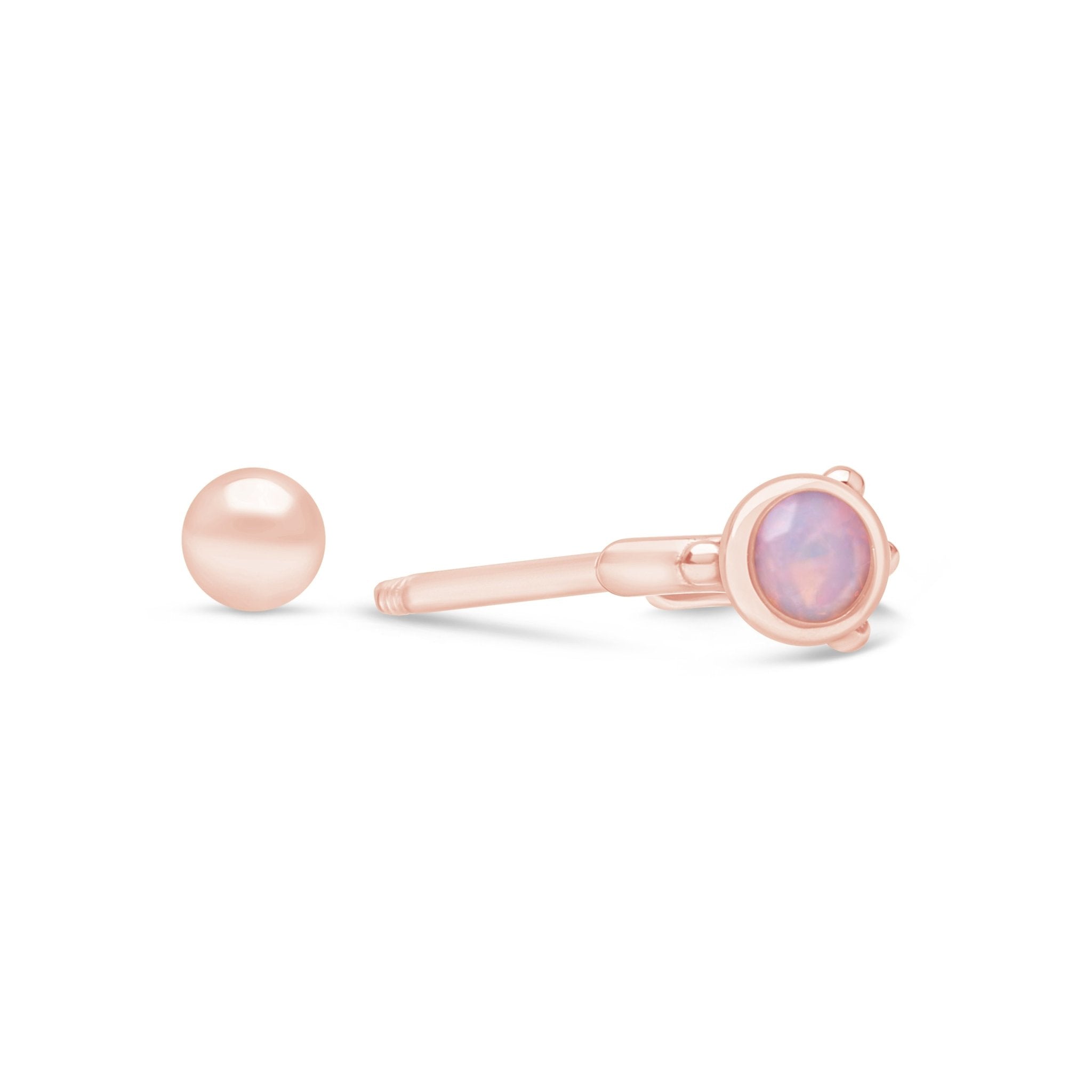 14k Rose Gold Pink Opal Huggie Earrings | Dainty Hoop Earrings for Women | Perfect for Everyday Wear, Date Nights & Gifts