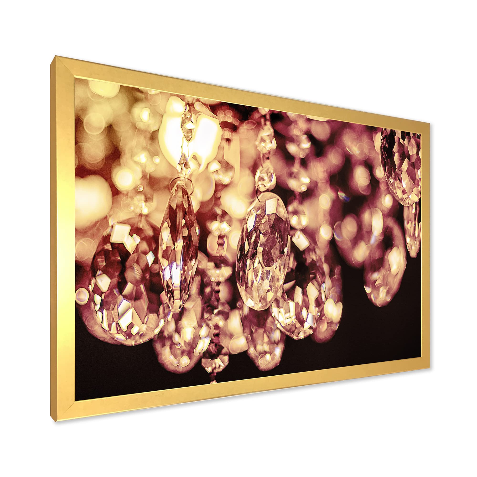 DesignQ Crystal Chandelier - Modern Hanging Bright Chandelier with Framed Wall Art for Living Room, Bedroom & Dining Room Decor