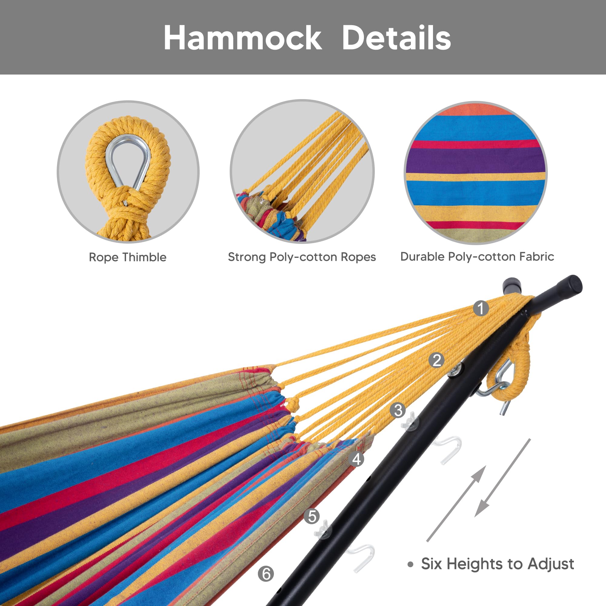 SUNCREAT 2-in-1 Convertible Outdoor Hammock with Stand - Large Patented Purple Stripe Fabric Hammock for Backyard, Garden, Patio & Camping - Perfect for Relaxation, Lounging & Outdoor Adventures