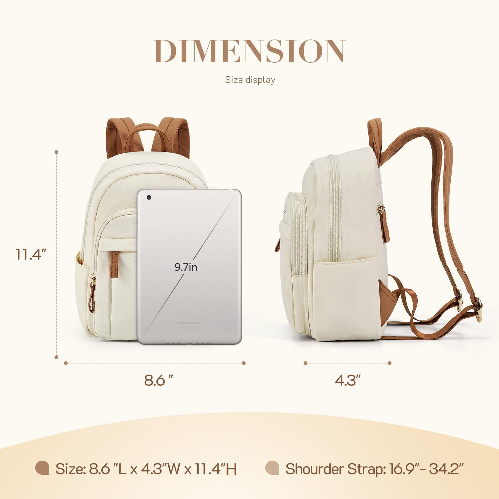 Missnine Mini Backpack for Women - Lightweight Quilted Small Backpack Purse, Water-Resistant Puffer Daily Bag in Brown & Beige - Perfect for Travel, School, and Everyday Use