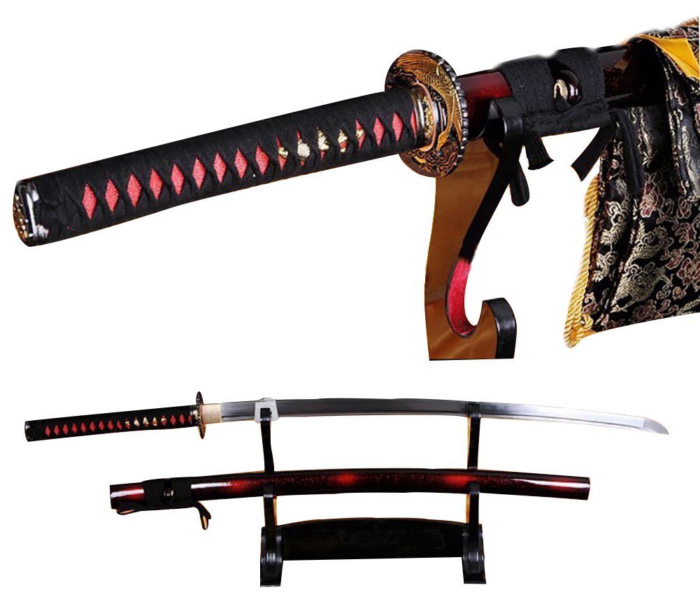 Handmade High Carbon Steel Japanese Katana Sword - Full Tang, Real Sharp Blade - Perfect for Martial Arts, Cosplay, and Collectors