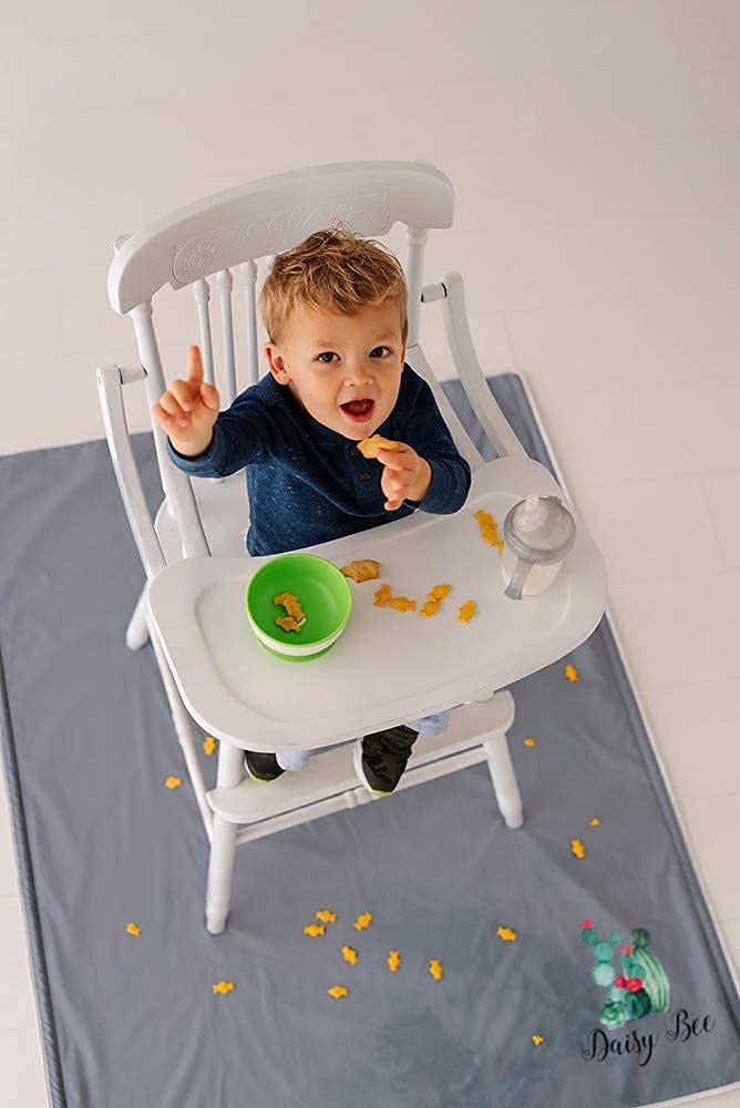 **Easy Clean Pourable Splat Mat for Under High Chair - Waterproof, Washable, Non-Slip Floor Protector for Baby Mealtime & Messy Play**    *(Ideal for feeding time, arts & crafts, and toddler activities to keep floors clean and safe!)*