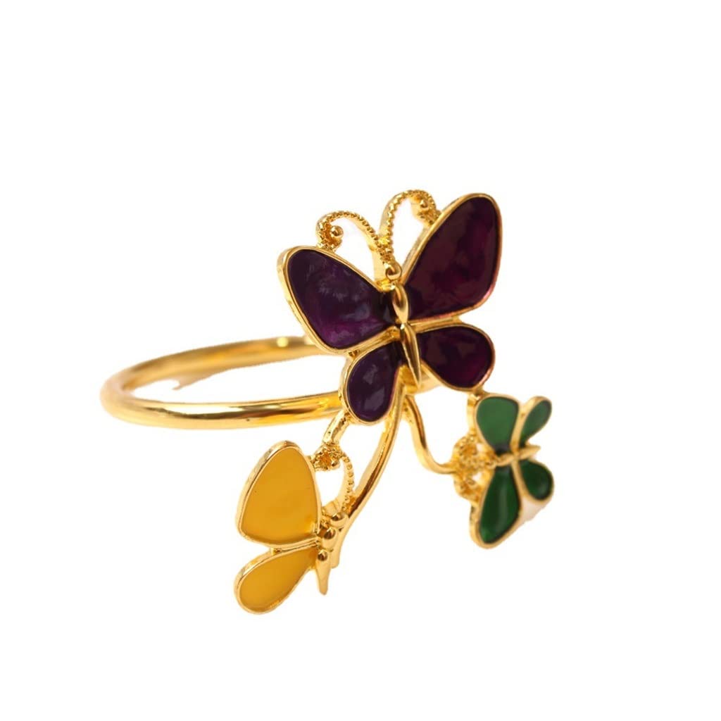 12-Piece Gold Tricolor Butterfly Napkin Rings Set - Elegant Animal-Themed Napkin Holders for Wedding, Restaurant & Home Table Decor - Perfect for Holiday Dinner Parties & Special Events