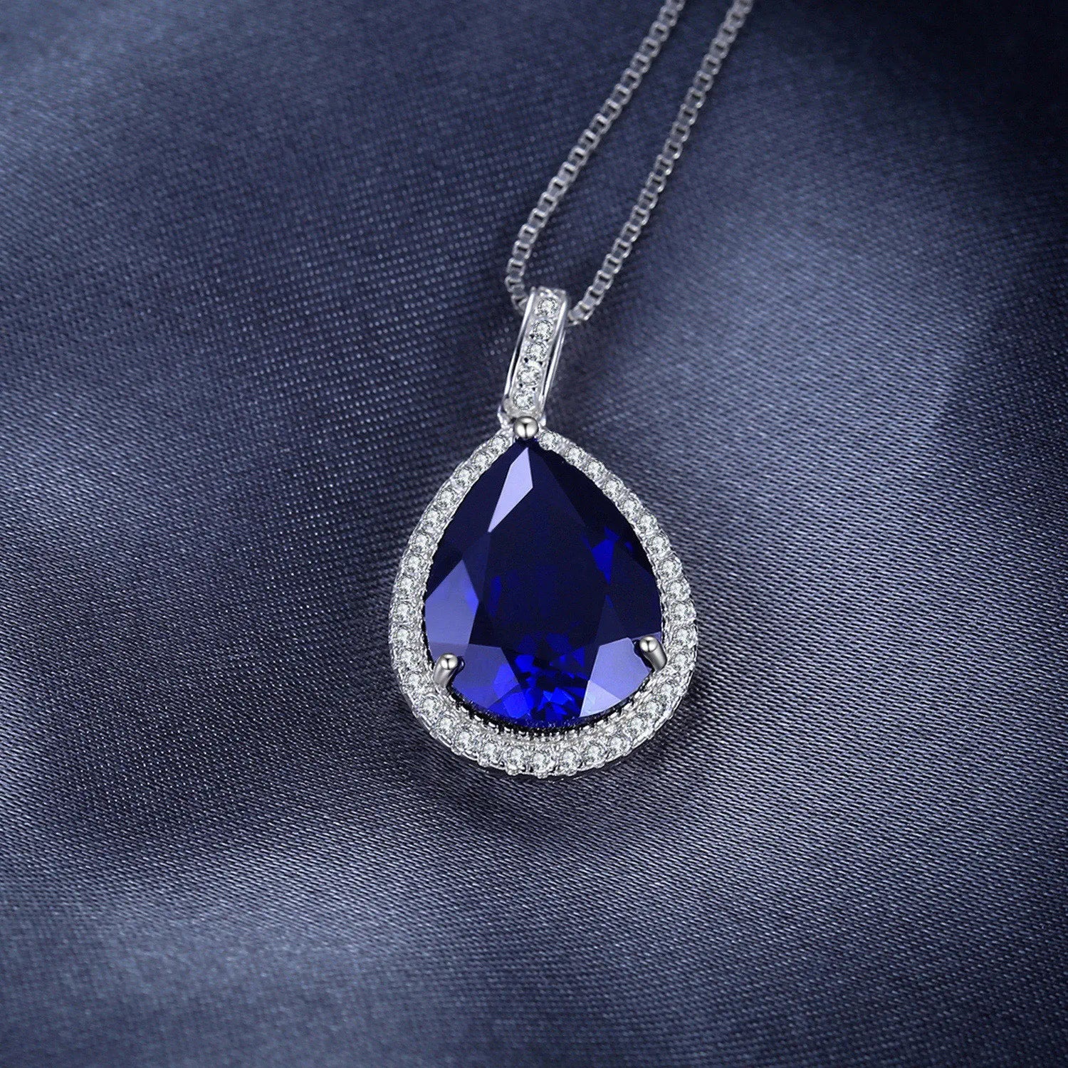 Stunning Genuine Sapphire Pendant Necklace - 925 Sterling Silver Jewelry for Women - Perfect for Weddings, Anniversaries & Special Occasions