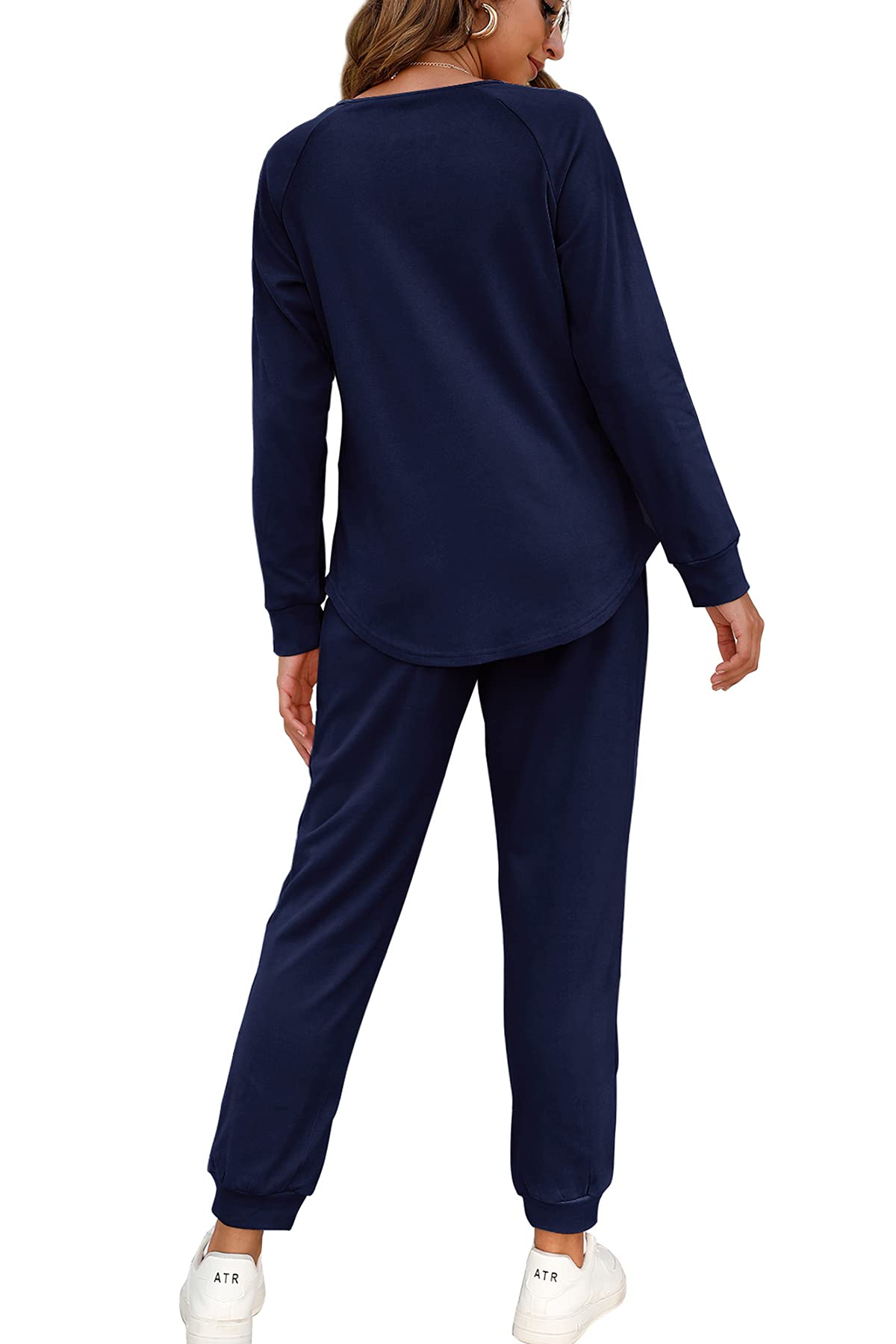 WIHOLL Women's Two Piece Lounge Set - Button Down Sweatshirt & Sweatpants Outfit with Pockets | Comfortable Casual Wear for Home, Workout & Running Errands