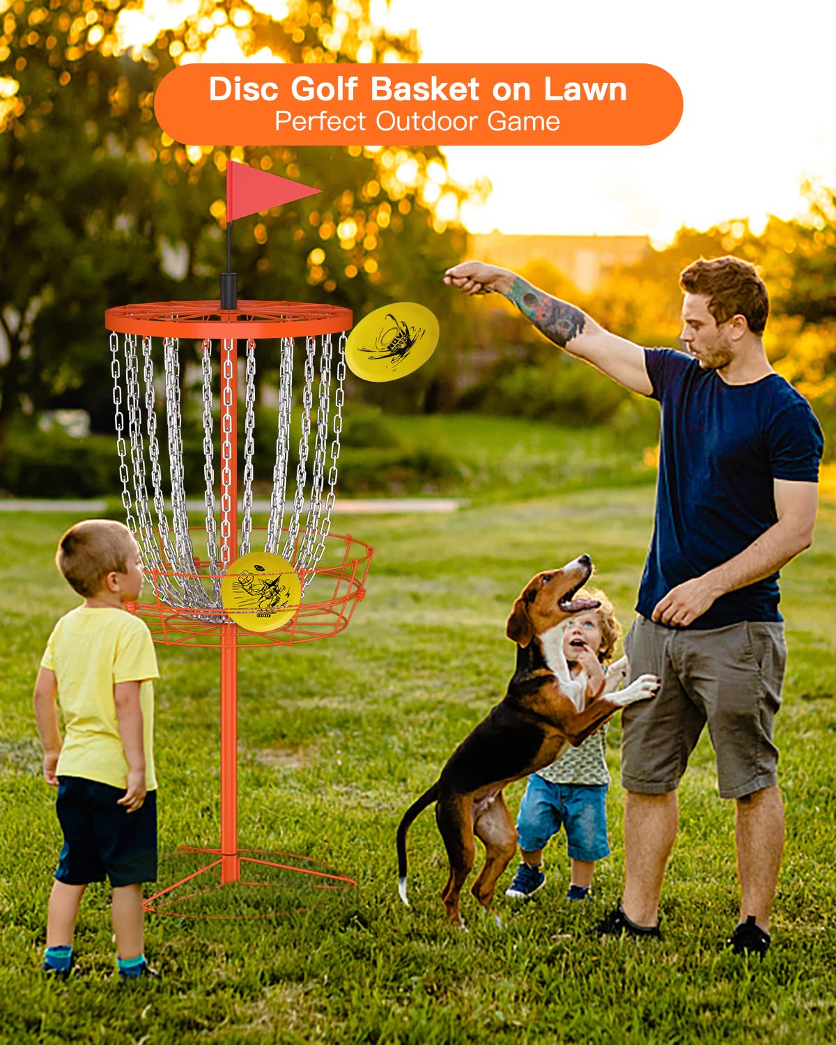 24-Chain Portable Disc Golf Basket with Carry Bag - Professional Indoor/Outdoor Practice Target for Disc Golf Enthusiasts | Perfect for Backyard, Park & Tournament Training