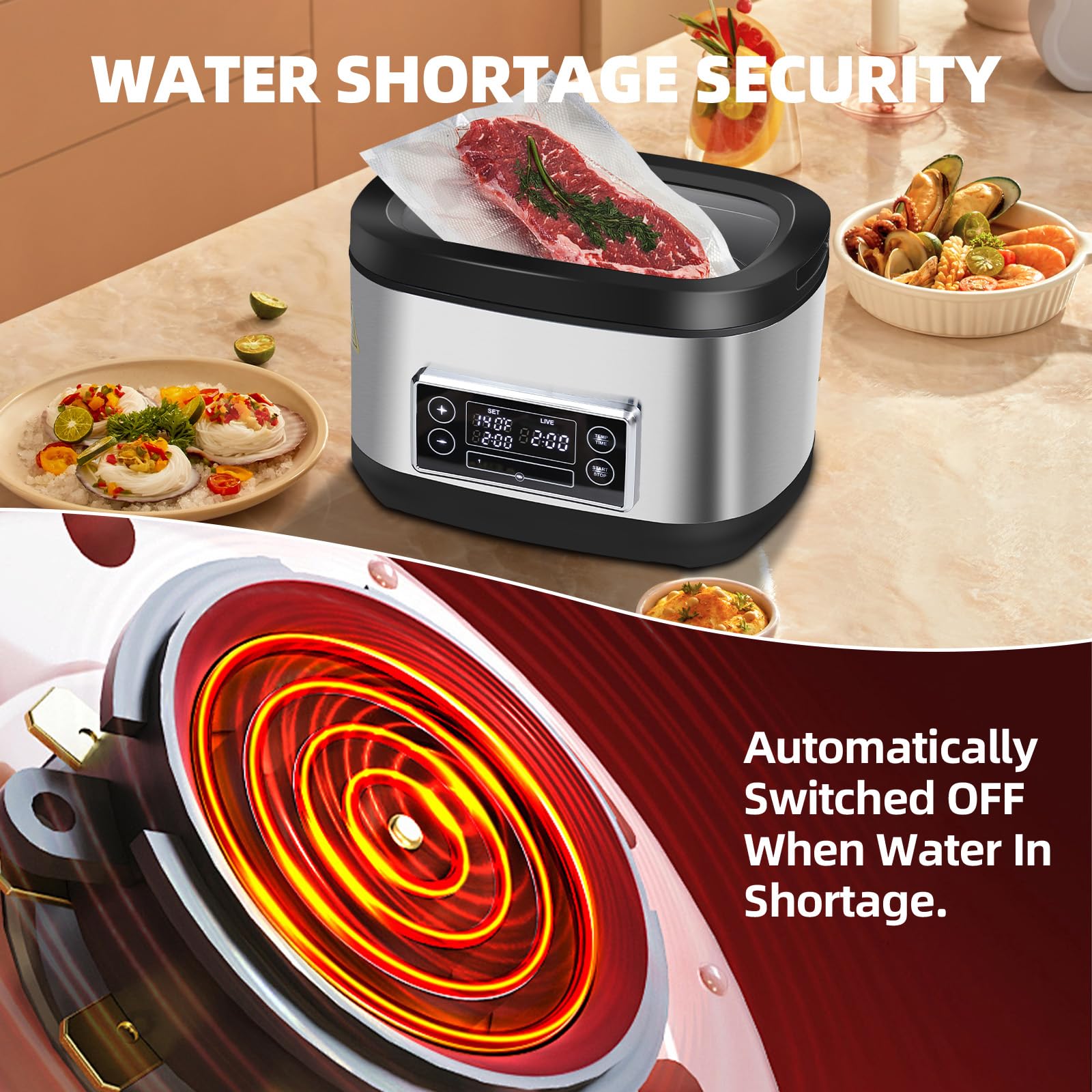 Precision Sous Vide Cooker 8 Quart Stainless Steel Immersion Circulator with Digital Temperature Control | 6 Preset Modes & LED Touchscreen | Perfect for Steak, Chicken, Fish & Seafood | Ideal for Home Chefs, Restaurants & Meal Prep
