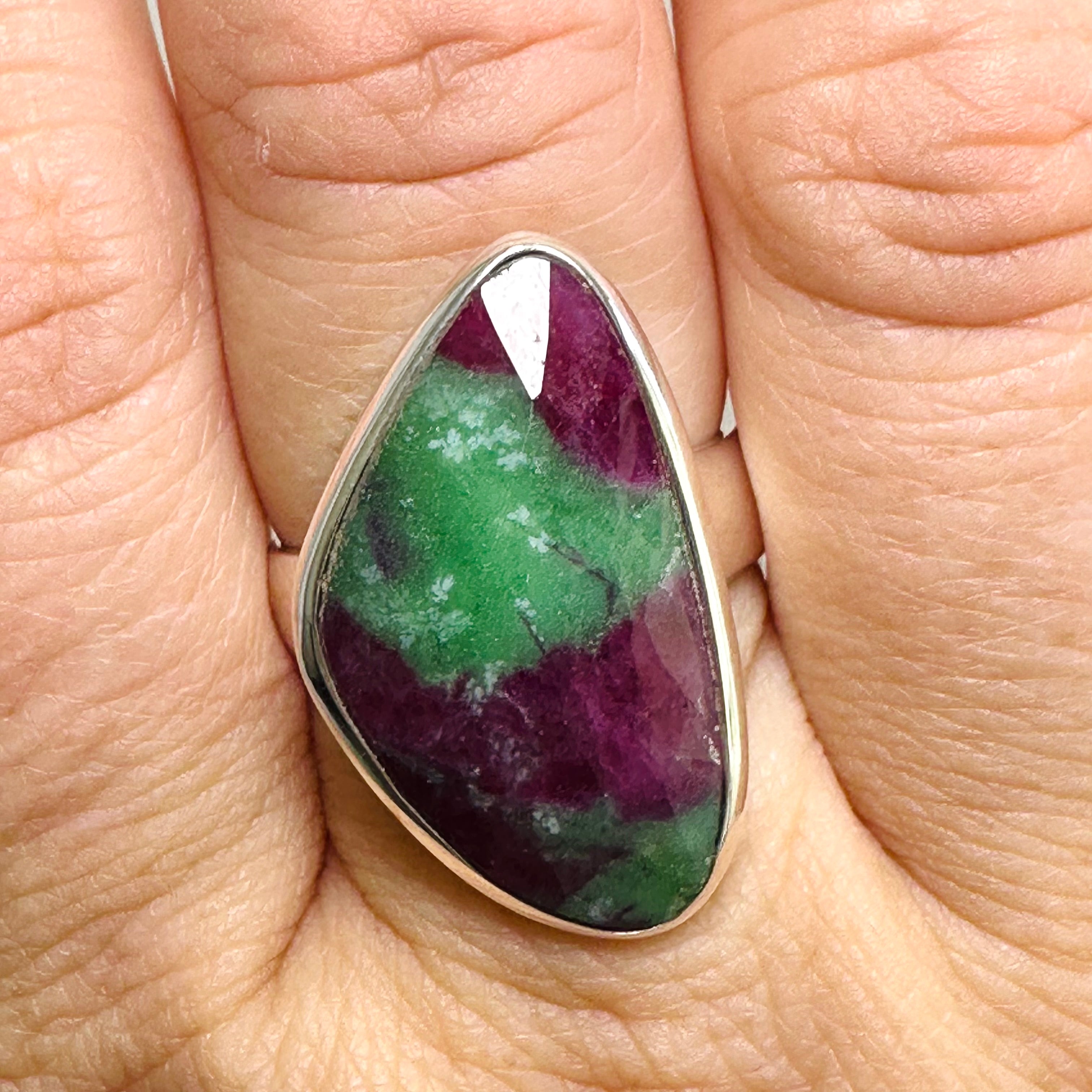 Ruby Zoisite Freeform Checkerboard Faceted Ring Size 8.5 PRGJ824 | Handmade Gemstone Jewelry for Women | Perfect for Spiritual Healing, Meditation & Boho Fashion