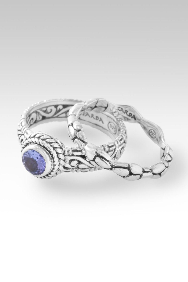 Tanzanite Ring Set of 2 - Elegant Sterling Silver Stackable Rings for Women | Perfect for Anniversary Gifts, Valentine's Day & Special Occasions
