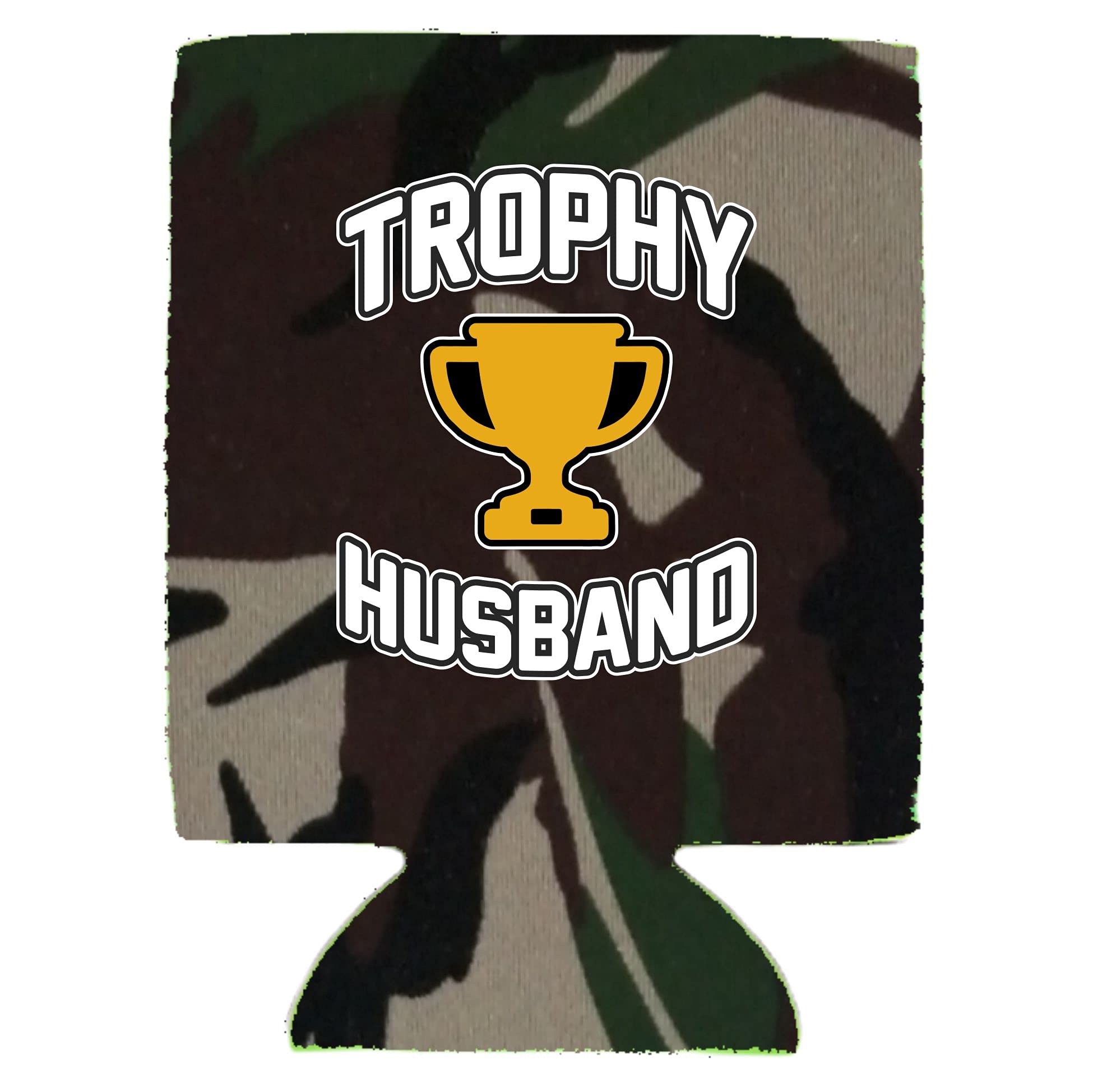 Trophy Husband Magnetic Can Coolie (2 Pack, Camo) - Insulated Beer Koozie for Outdoor, Camping, BBQ & Tailgating - Funny Gifts for Men