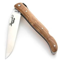 Authentic French Laguiole Knife with Lock-Back System - Handcrafted Olive Wood Handle - Premium Pocket Knife for Camping, Hiking & Outdoor Adventures