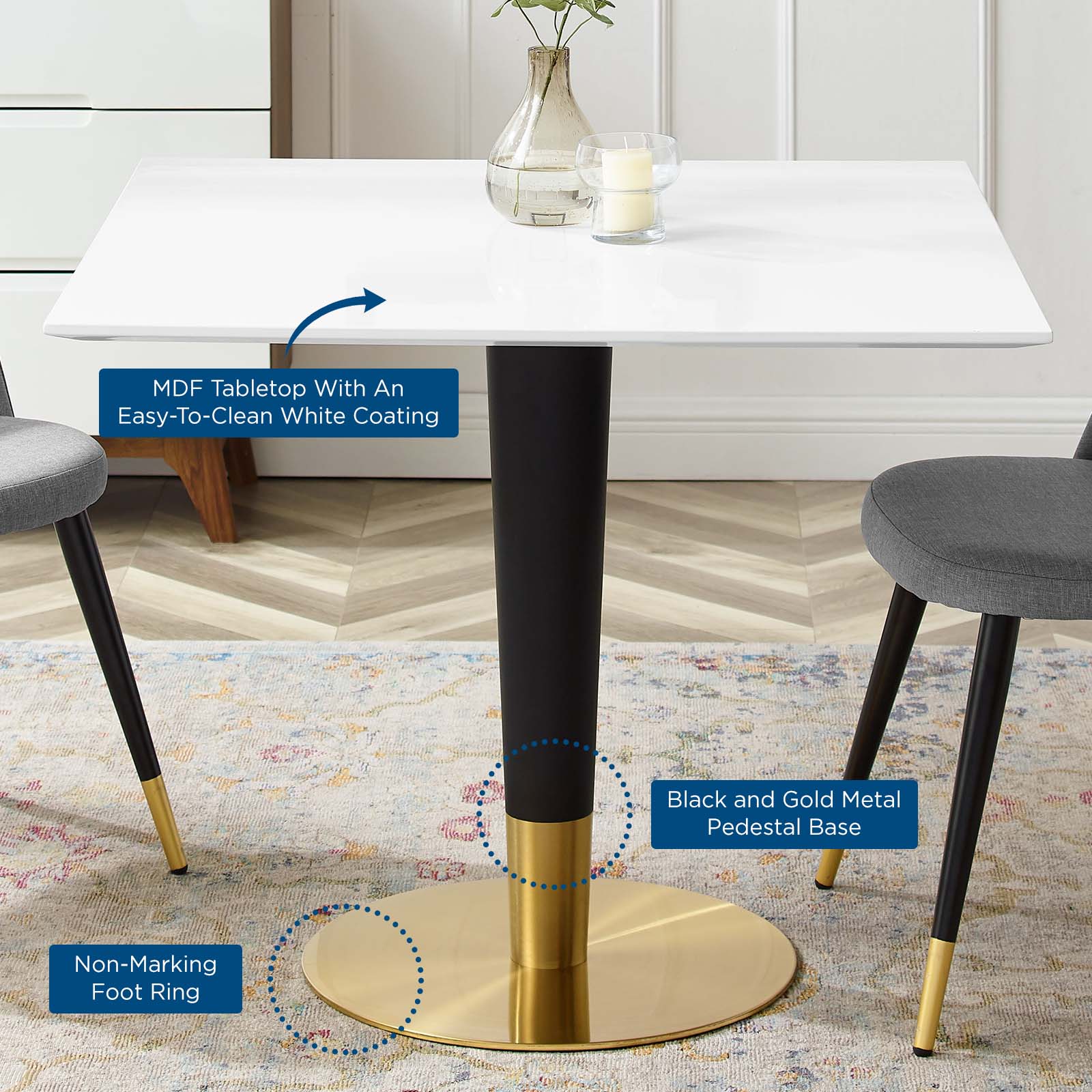 36 Inch Square Dining Table - Modern Solid Wood Kitchen Table for Small Spaces | Perfect for Breakfast Nook, Apartment Dining, and Cozy Family Meals