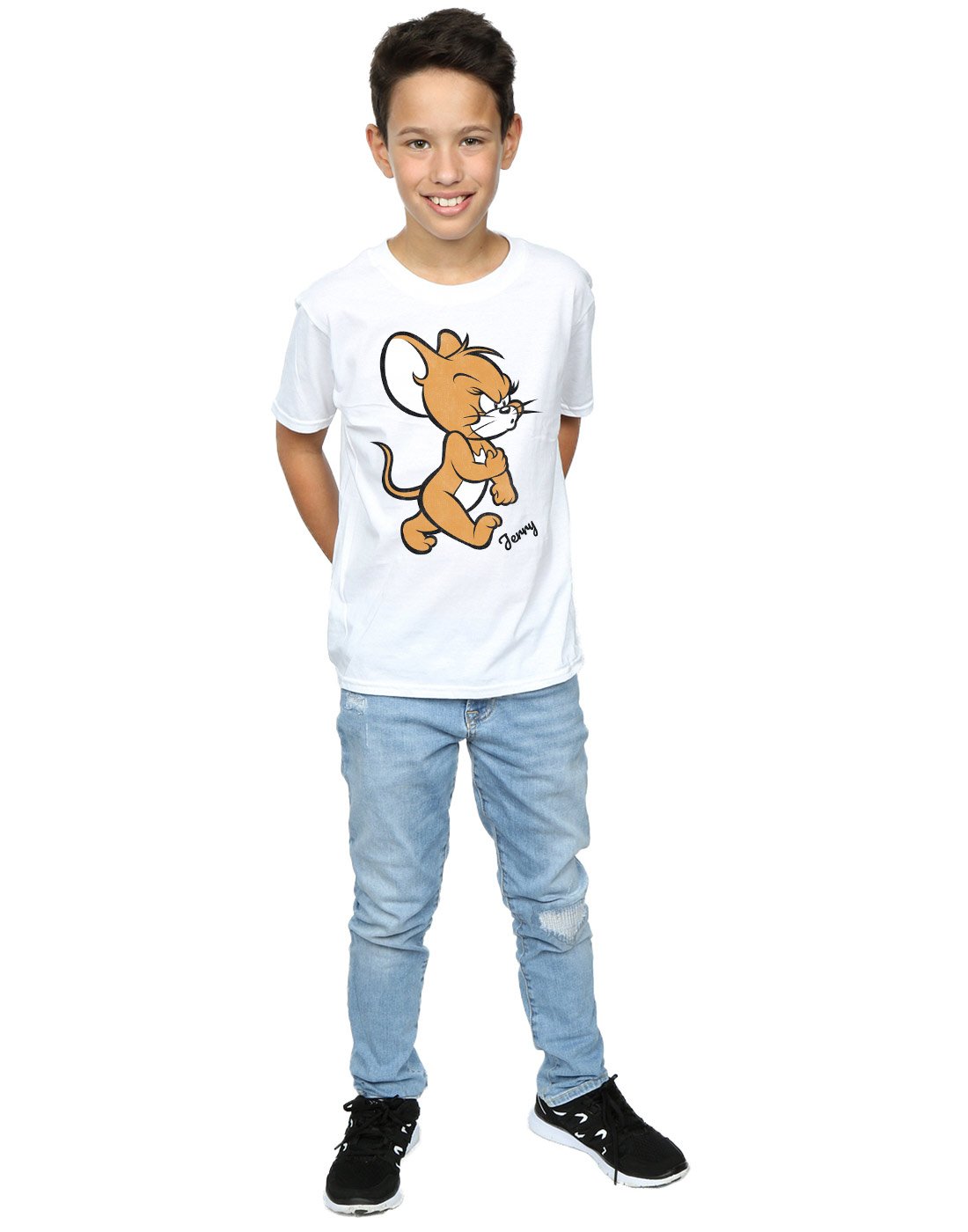 Tom and Jerry Boys' Angry Mouse Graphic T-Shirt - White Cotton Tee for Kids 5-6 Years - Fun Cartoon Character Shirt for School, Playdates & Birthday Parties