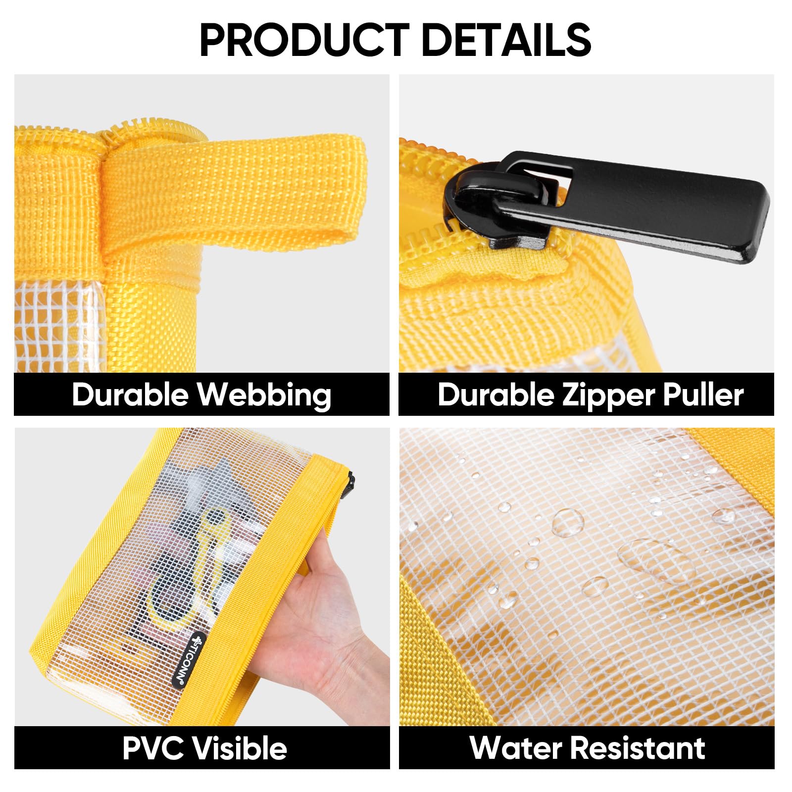 TICONN 1680D Oxford Small Tool Pouch with Zipper - 6PK Combo Set for Tool Organizers & Storage | Durable Utility Bag for Electricians, Plumbers & DIY Home Improvement Projects