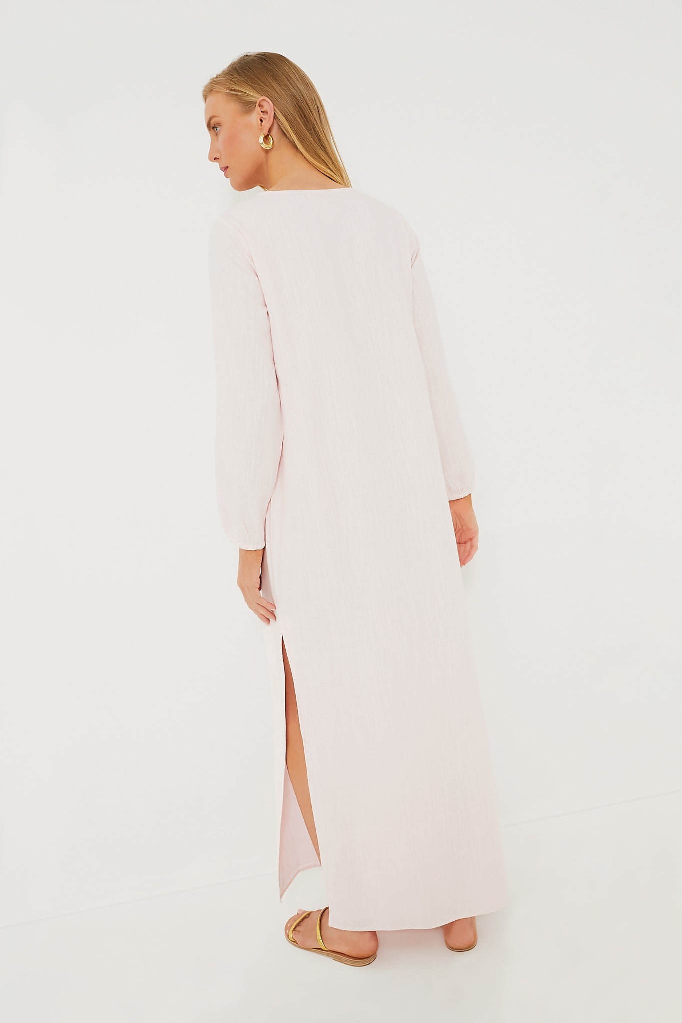 Elegant Blush Pink Embroidered Caftan Dress for Women | Boho Chic Beach Cover Up | Perfect for Summer Vacations, Pool Parties & Resort Wear