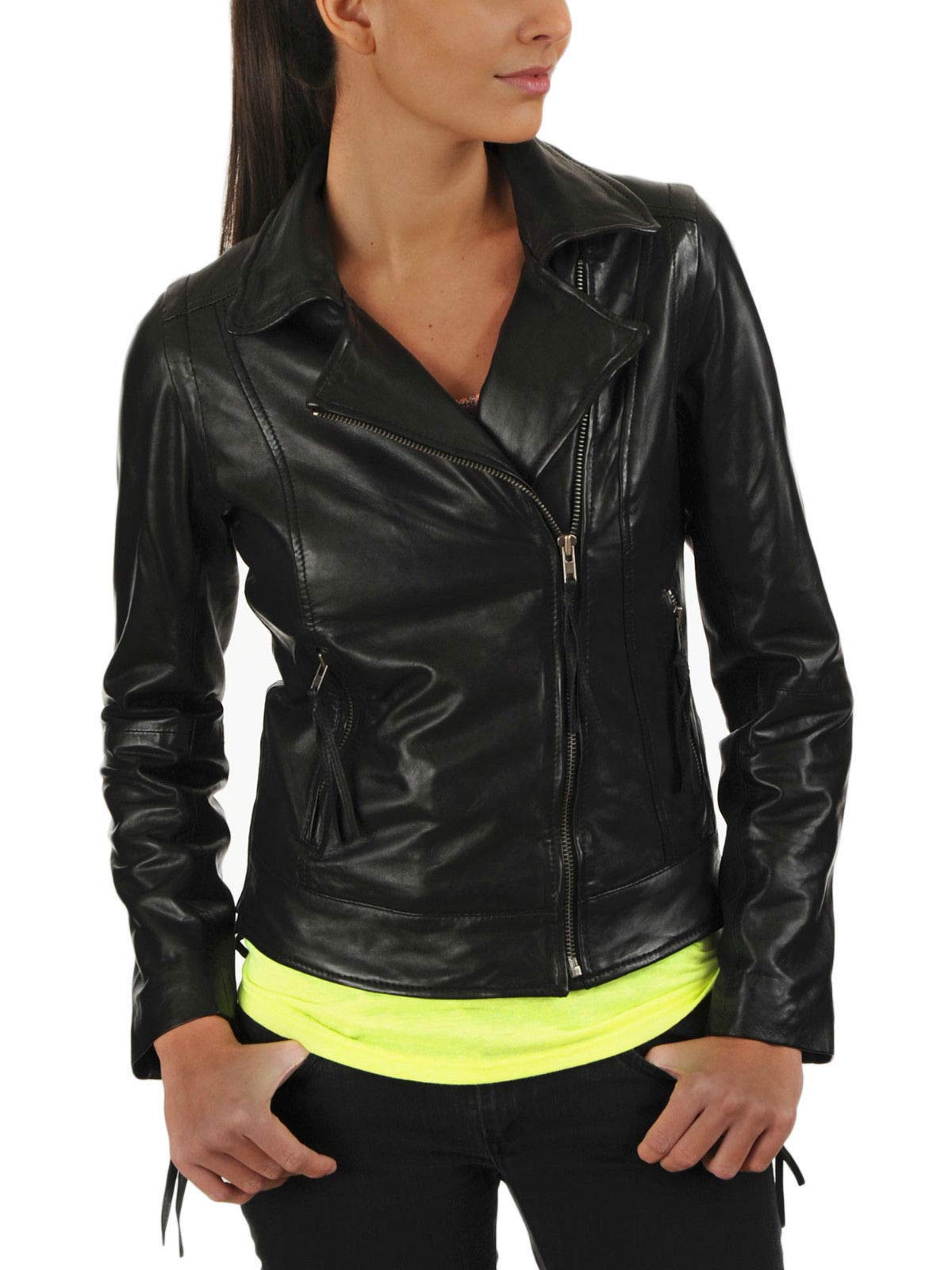 Women's Real Leather Motorcycle Jacket - Stylish Quilted Bomber Biker Jacket for Women, Black Outerwear | Perfect for Riding, Casual Wear & Fashion Outfits