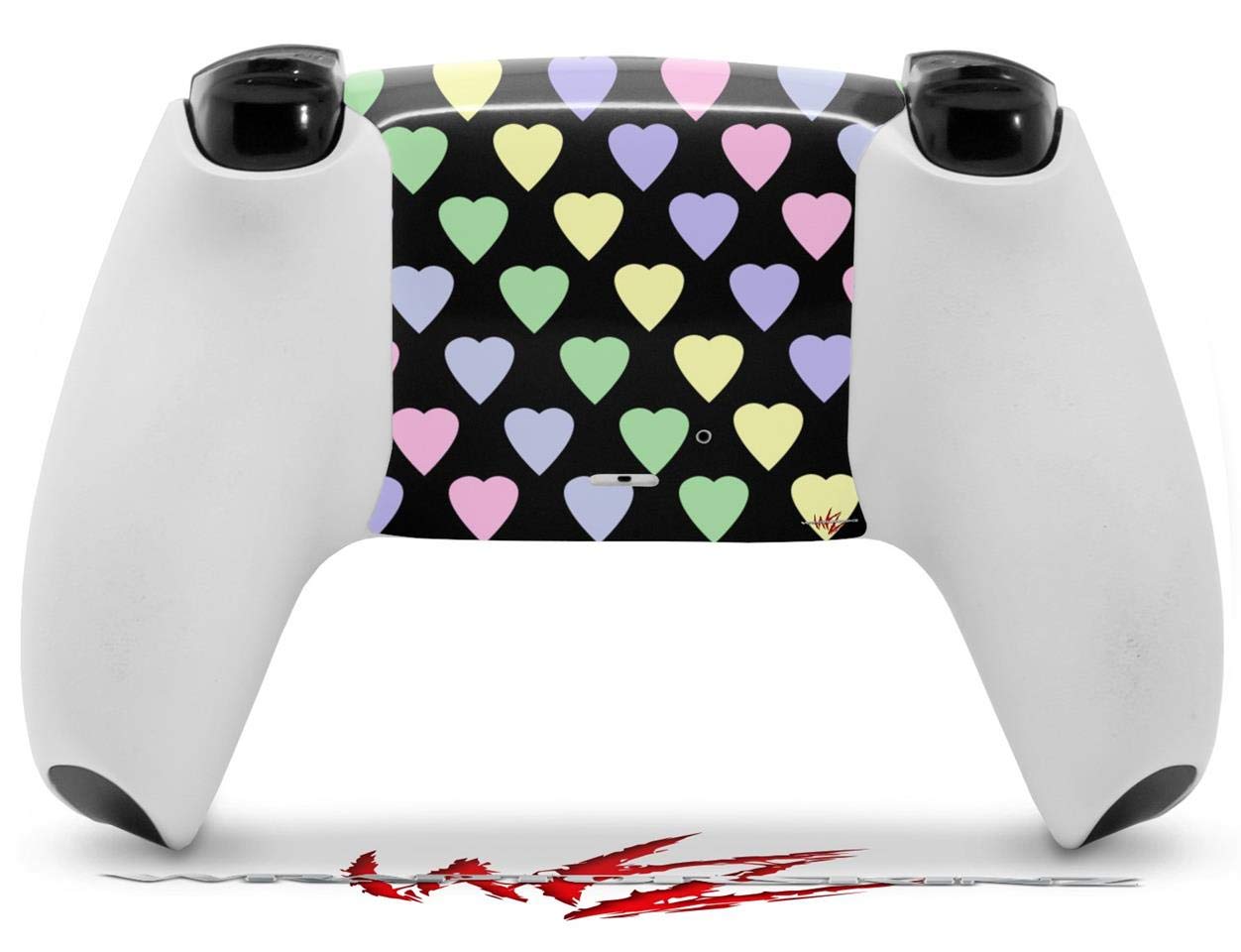 PS5 DualSense Controller Skin Wrap - Pastel Hearts on Black for Gaming & Protection