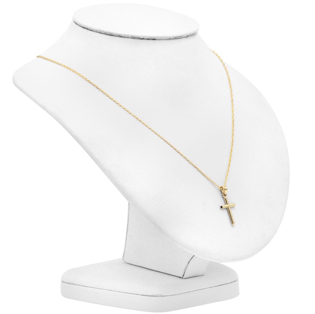 10K Yellow Gold Petite Cross Pendant Necklace for Women - 18 or 20 Inch Real Gold Chain - Amanda Rose Collection - Perfect for Daily Wear, Gifts & Special Occasions