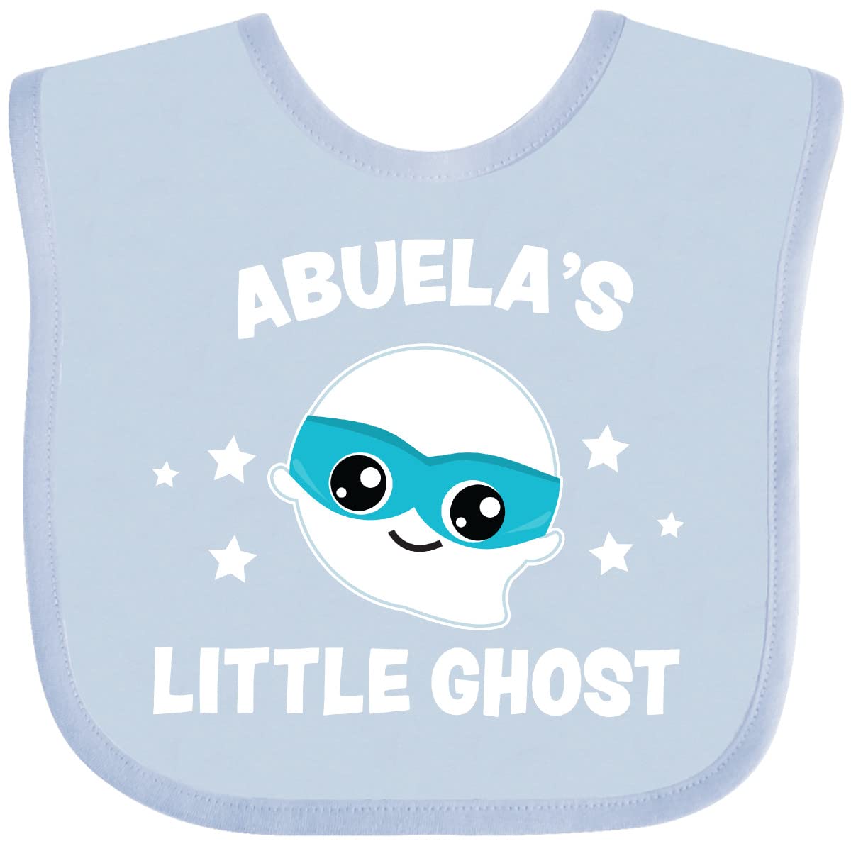 Inktastic Cute Abuela's Little Ghost with Stars Baby Bib - Soft Cotton Drool Bib for Infants, Toddler Feeding & Messy Playtime